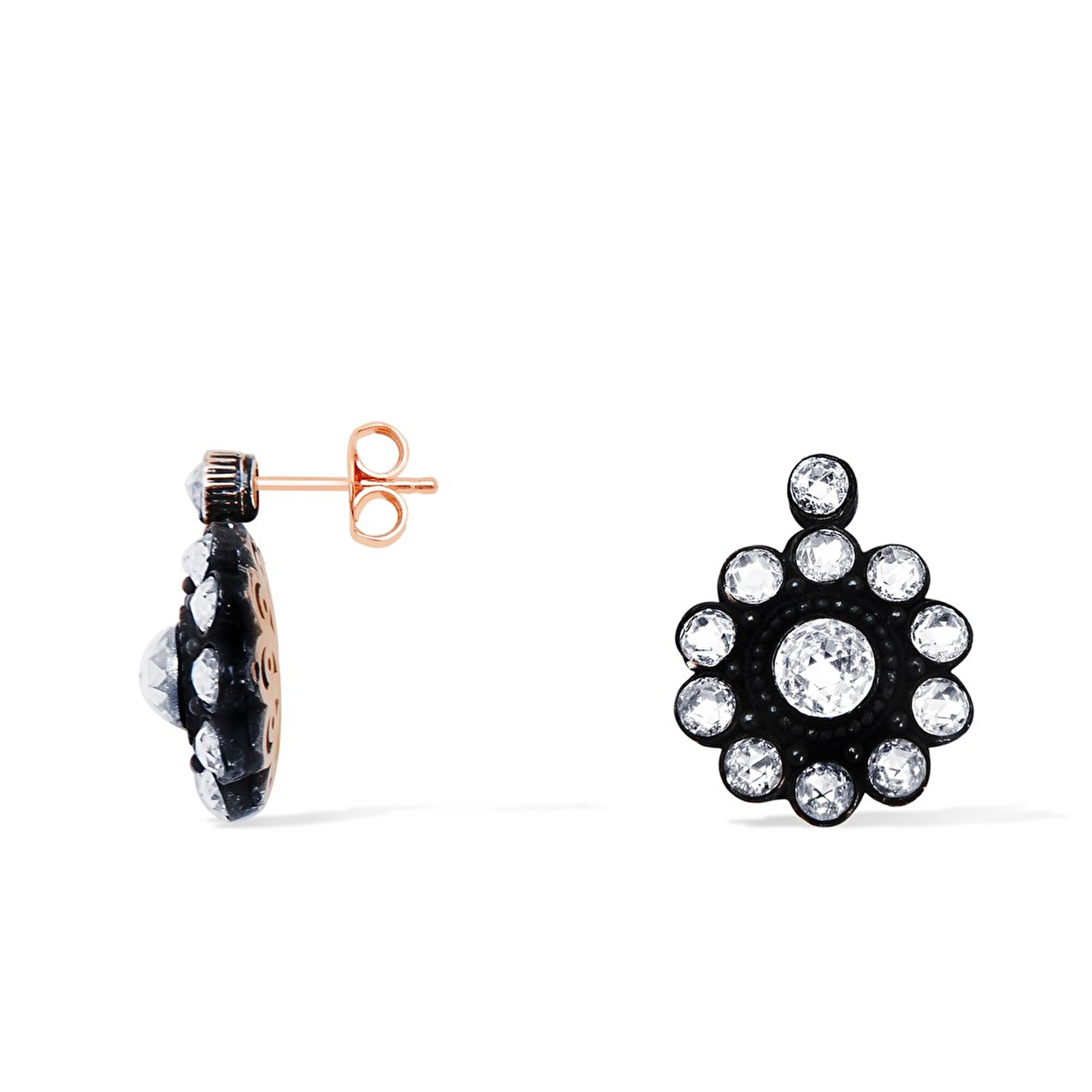 8 Ayar Rose Altın Elmas Görünümlü Küpe