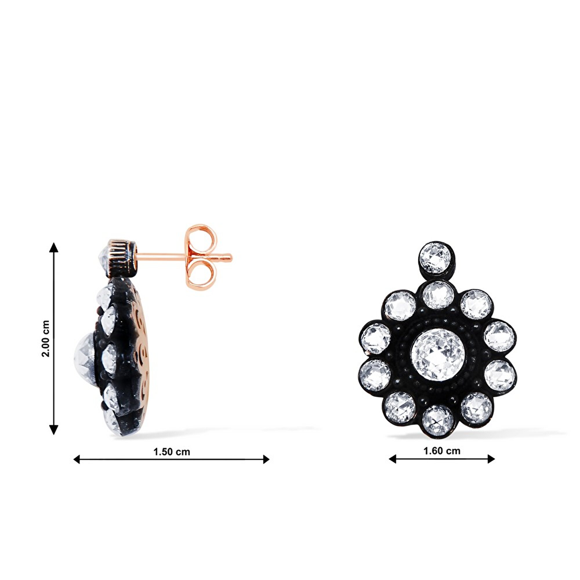 8 Ayar Rose Altın Elmas Görünümlü Küpe