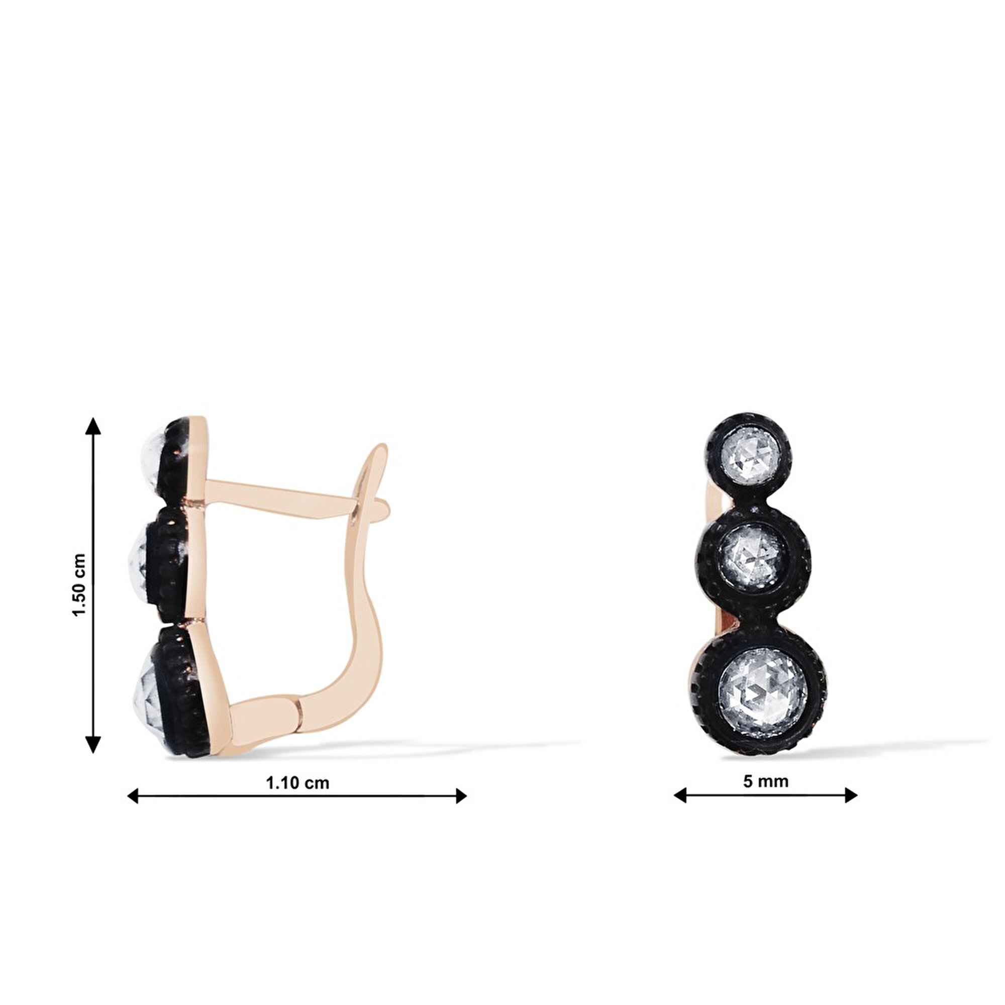 8 Ayar Rose Altın Elmas Görünümlü Küpe