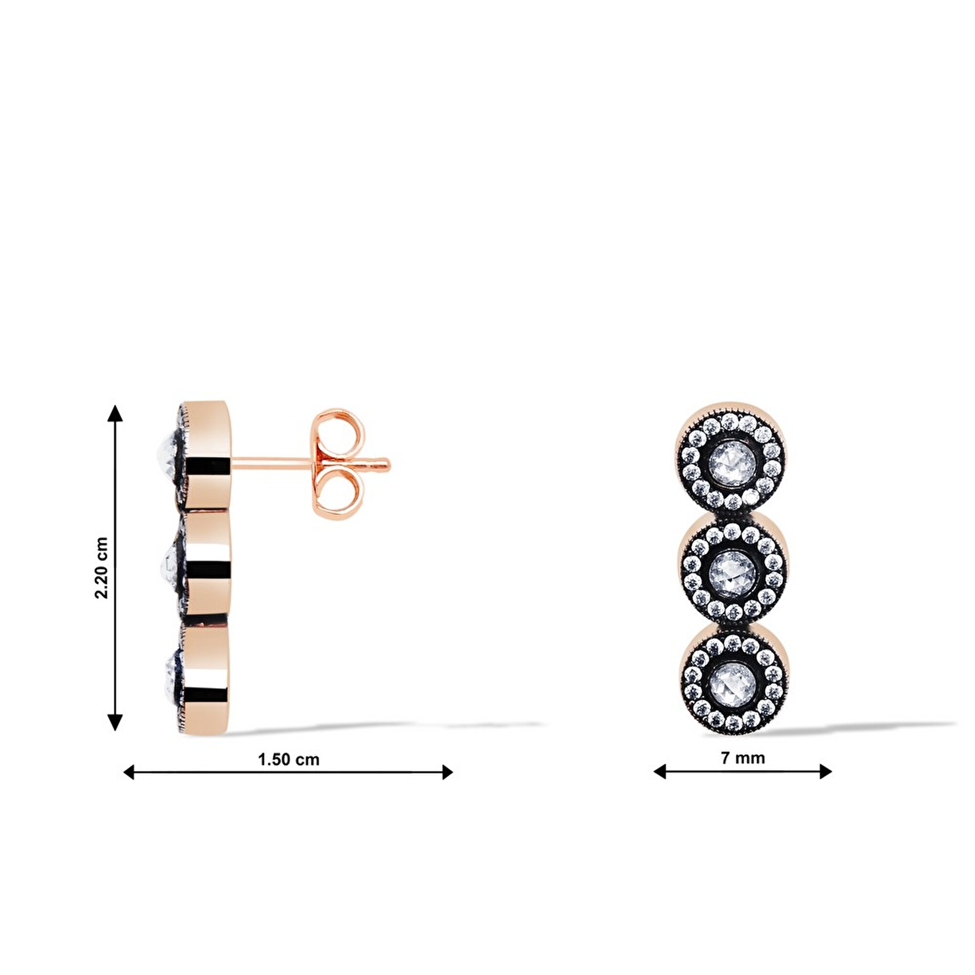 8 Ayar Rose Altın Elmas Görünümlü Küpe