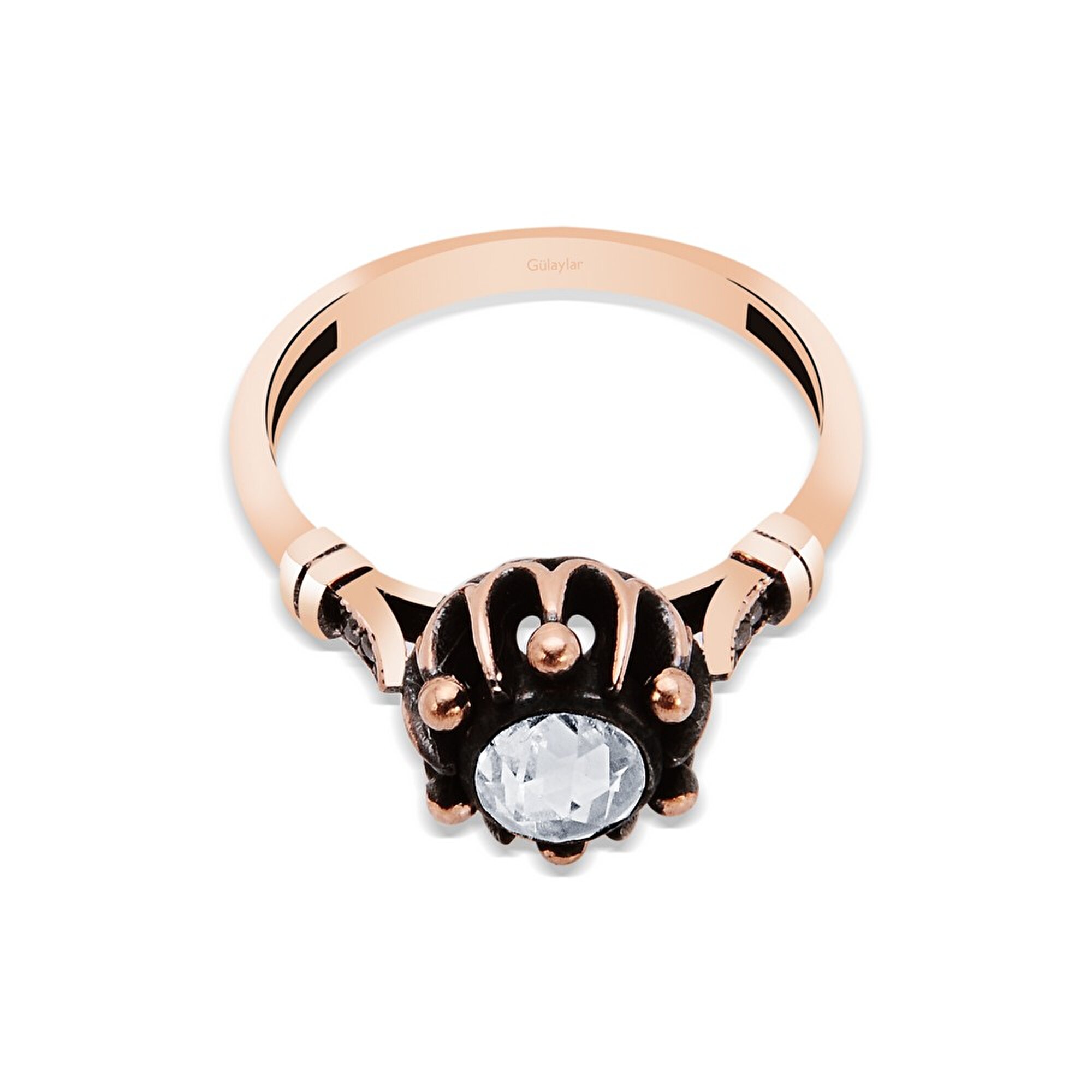 8 Ayar Rose Altın Elmas Görünümlü Yüzük