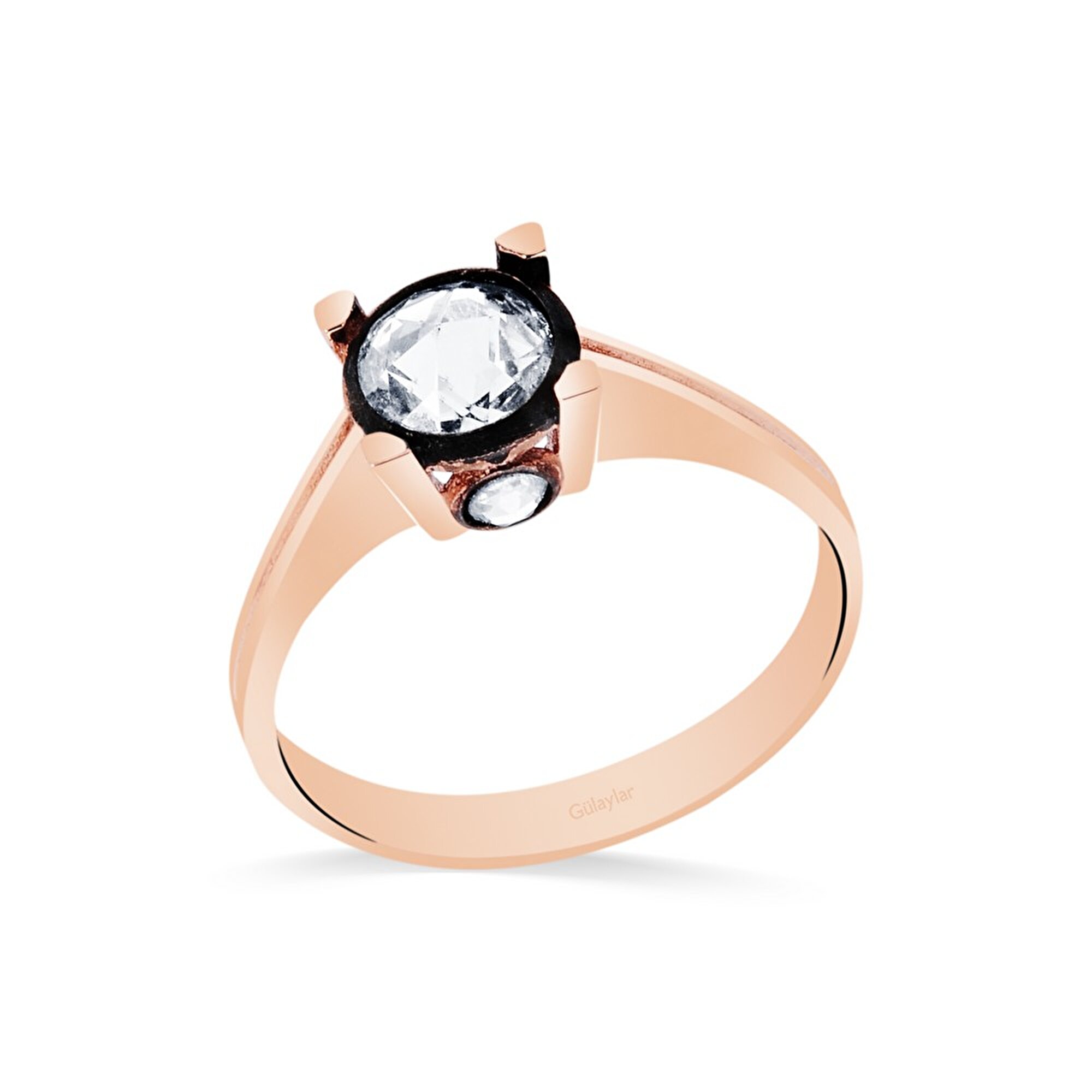 8 Ayar Rose Altın Elmas Görünümlü Yüzük