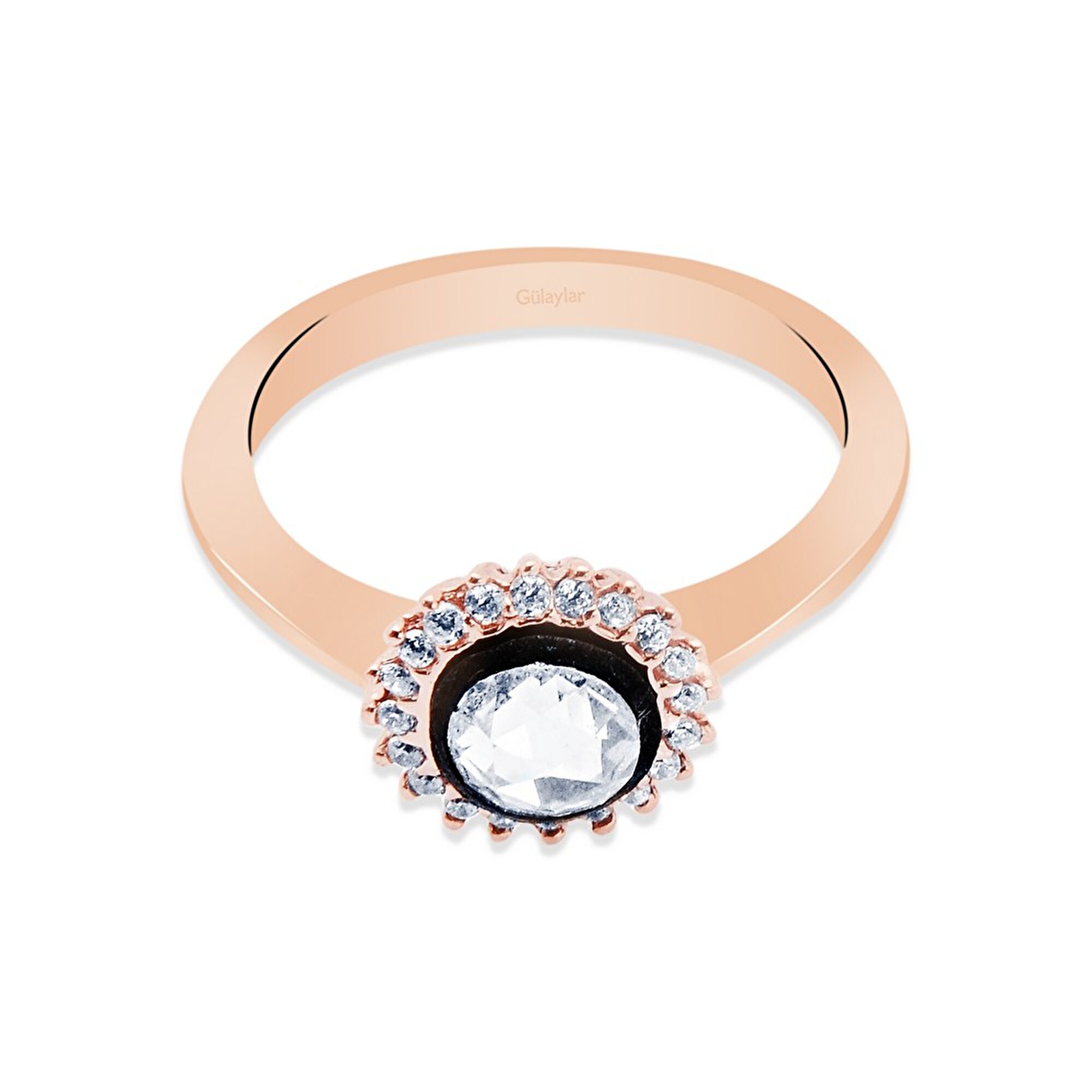 8 Ayar Rose Altın Elmas Görünümlü Yüzük