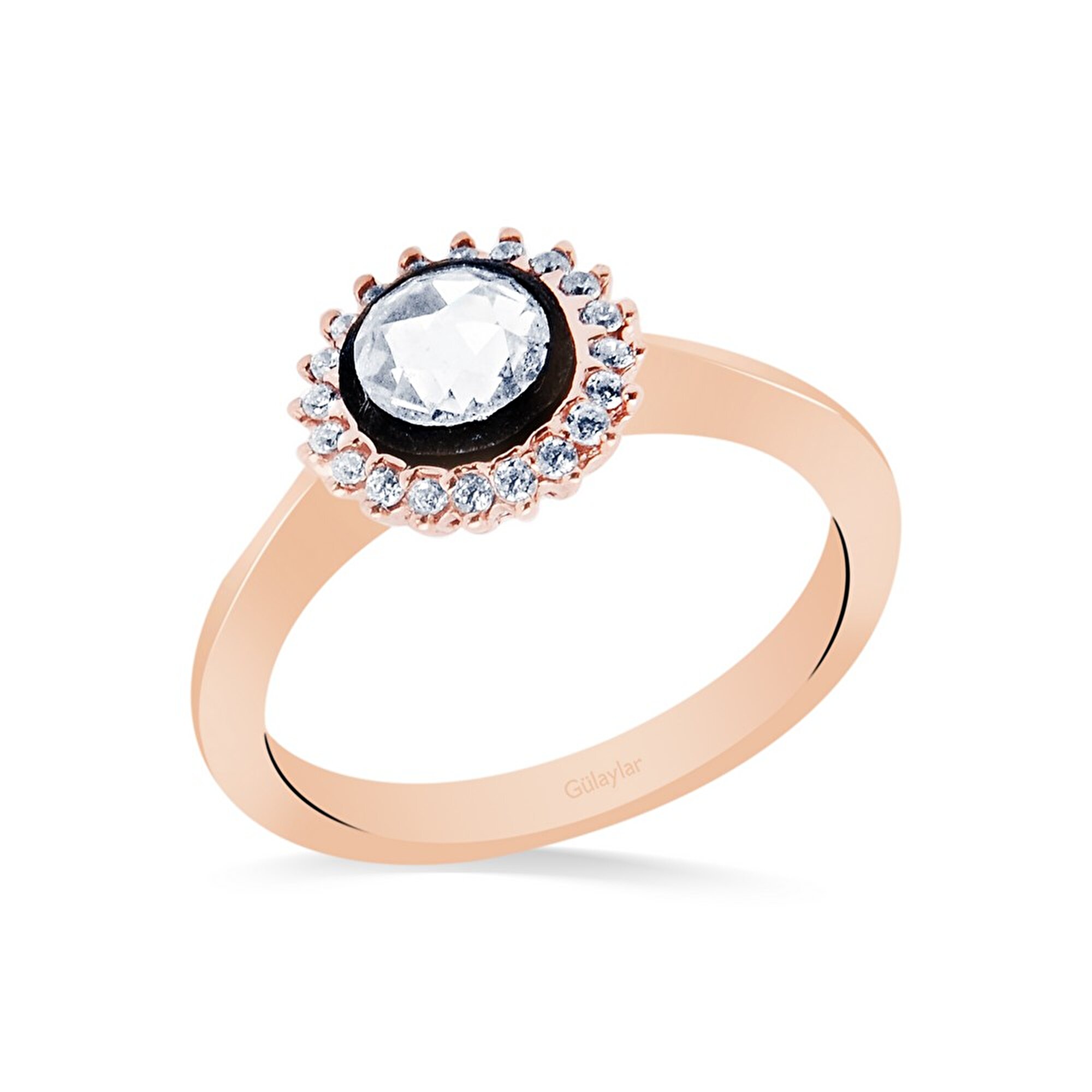 8 Ayar Rose Altın Elmas Görünümlü Yüzük