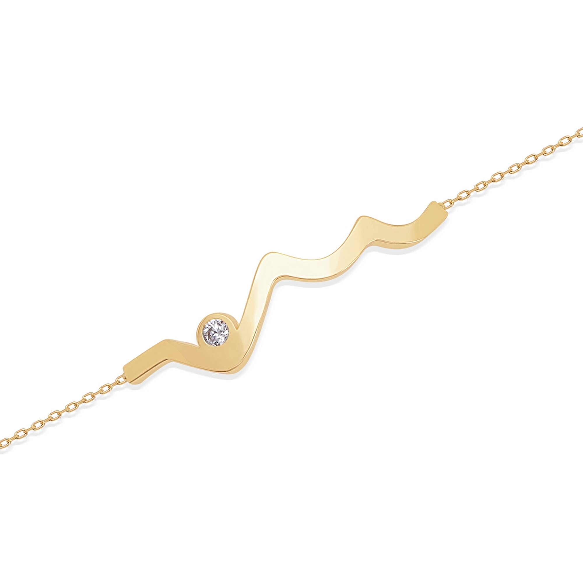 8 Ayar Sarı Altın Nabız Figürlü Bileklik