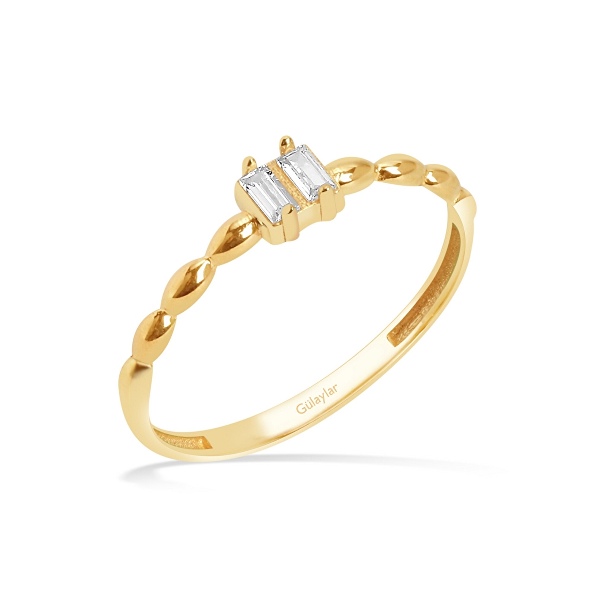 8 Ayar Sarı Altın Tektaş Minimal Yüzük