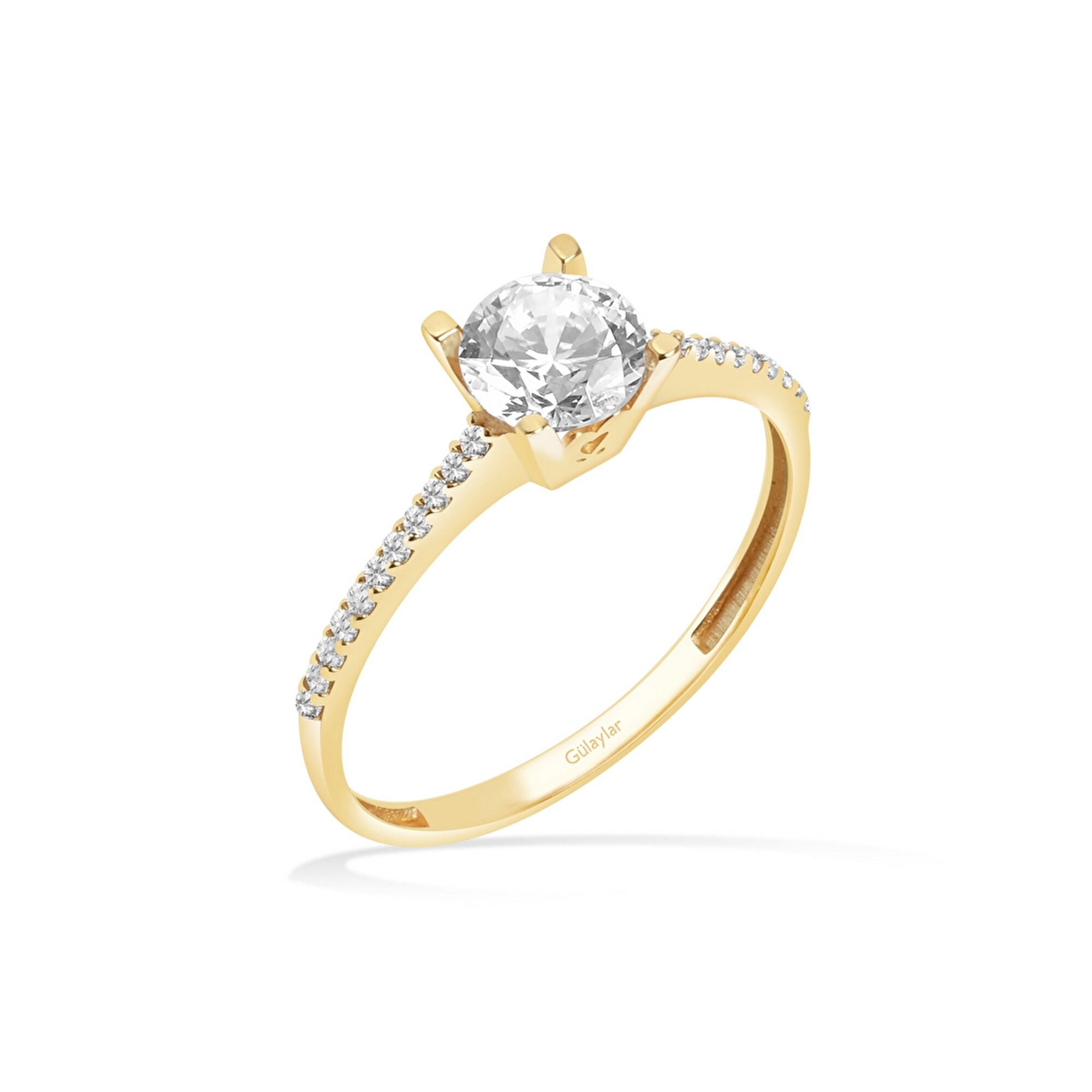 8 Ayar Sarı Altın Tektaş Yüzük