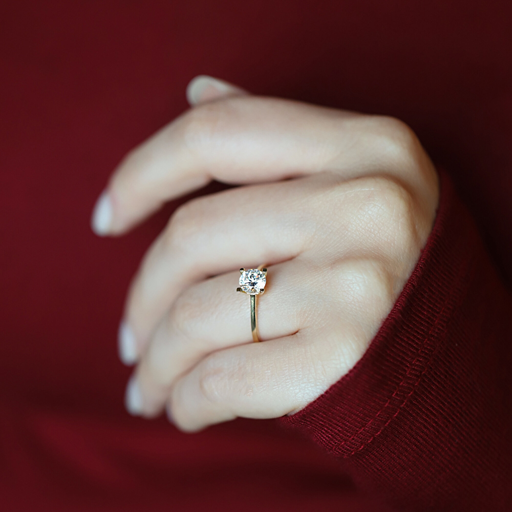 8 Ayar Sarı Altın Tektaş Yüzük