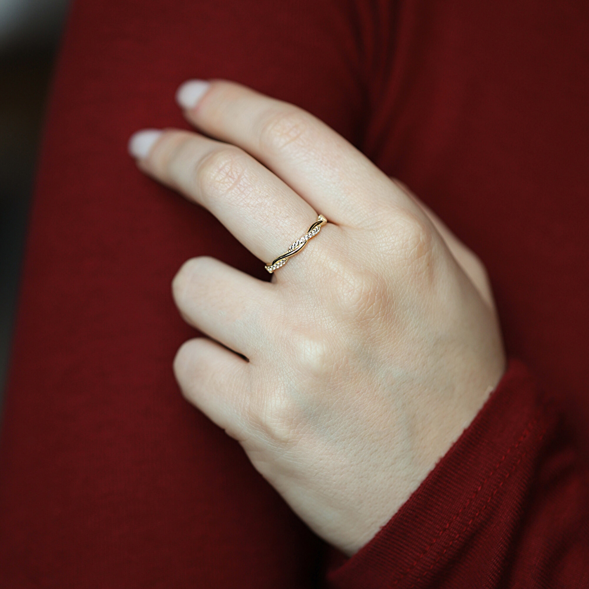 8 Ayar Sarı Altın Taşlı Burgu Yüzük