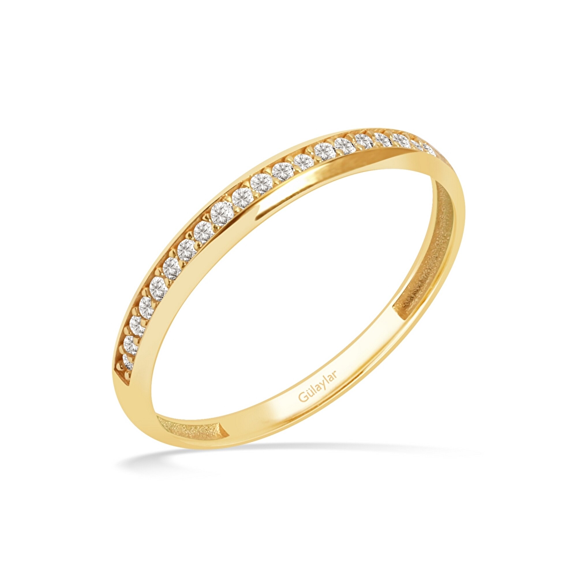 8 Ayar Sarı Altın Taşlı Alyans Yüzük