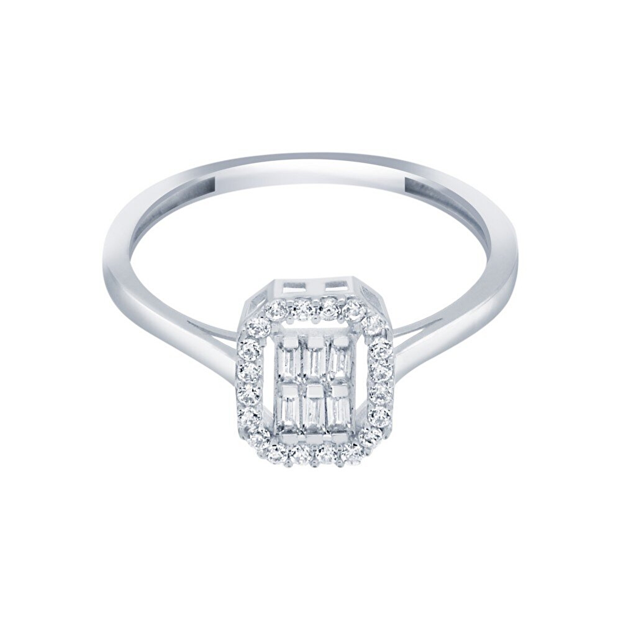 8 Ayar Beyaz Altın Baget Yüzük