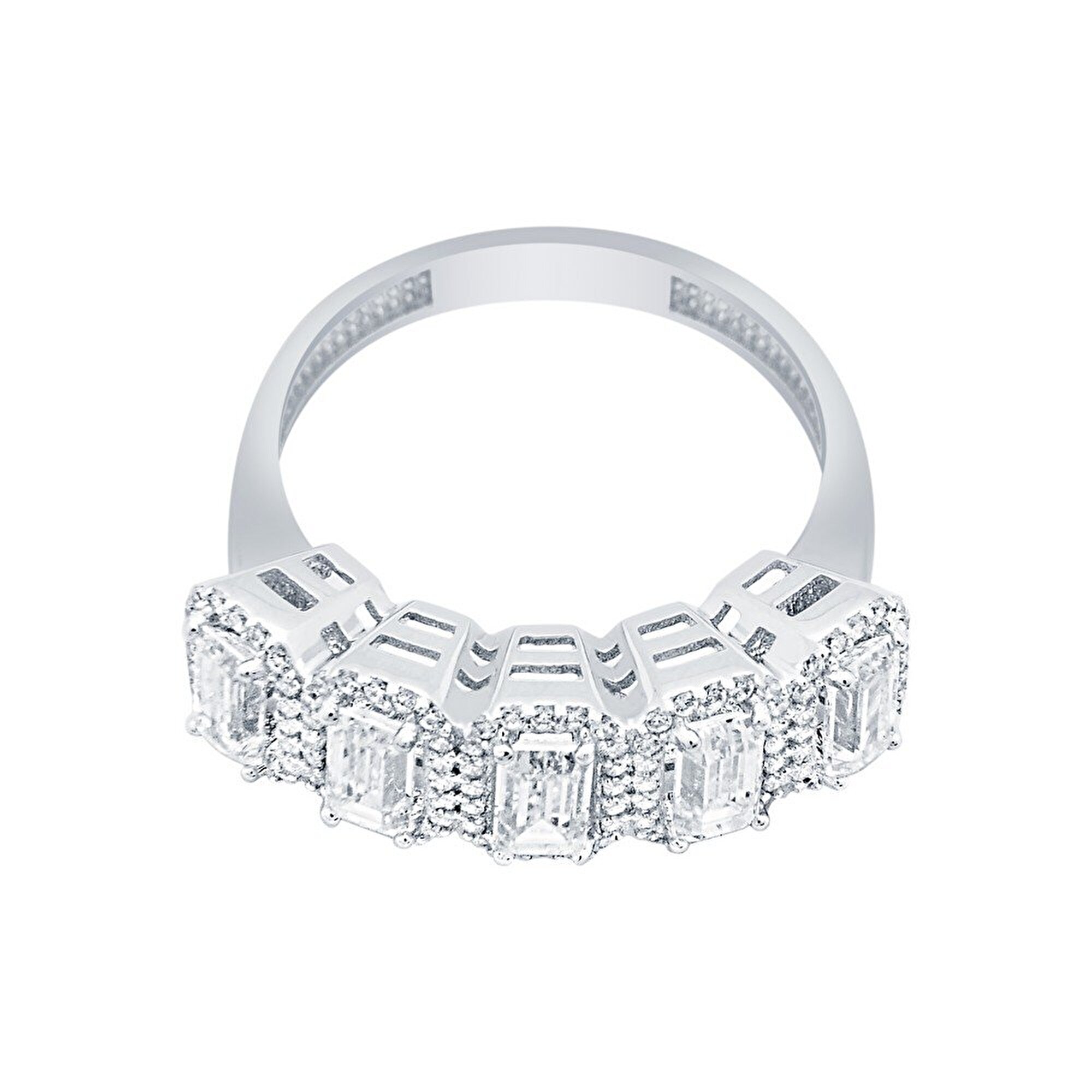 14 Ayar Beyaz Altın Beştaş Yüzük