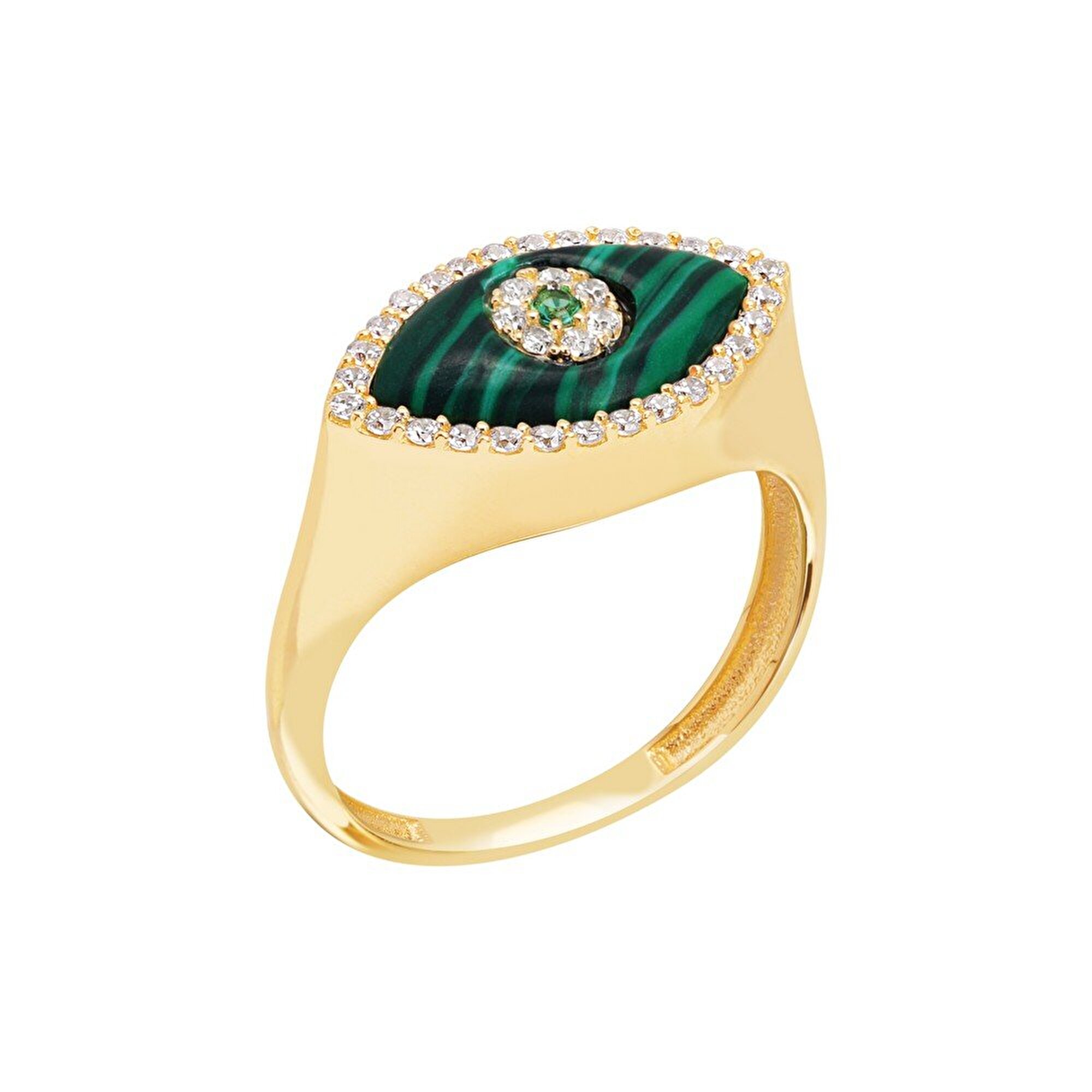 14 Ayar Sarı Altın Göz Figürlü Yüzük