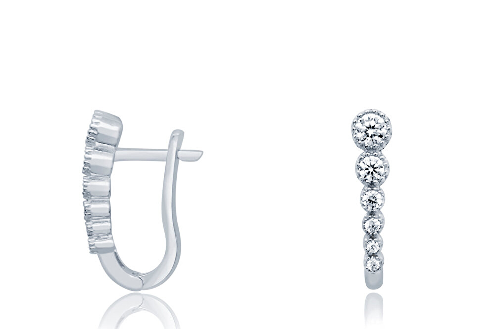 14 Ayar Beyaz Altın J Küpe