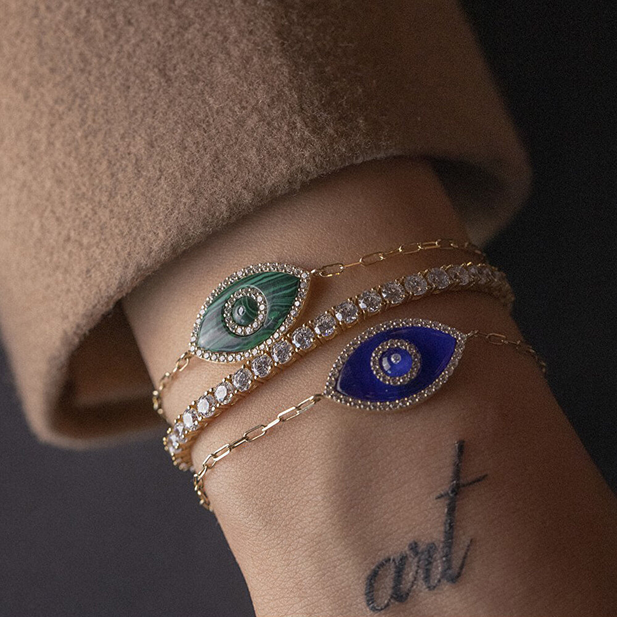 14 Ayar Sarı Altın Nazar Boncuklu Bileklik