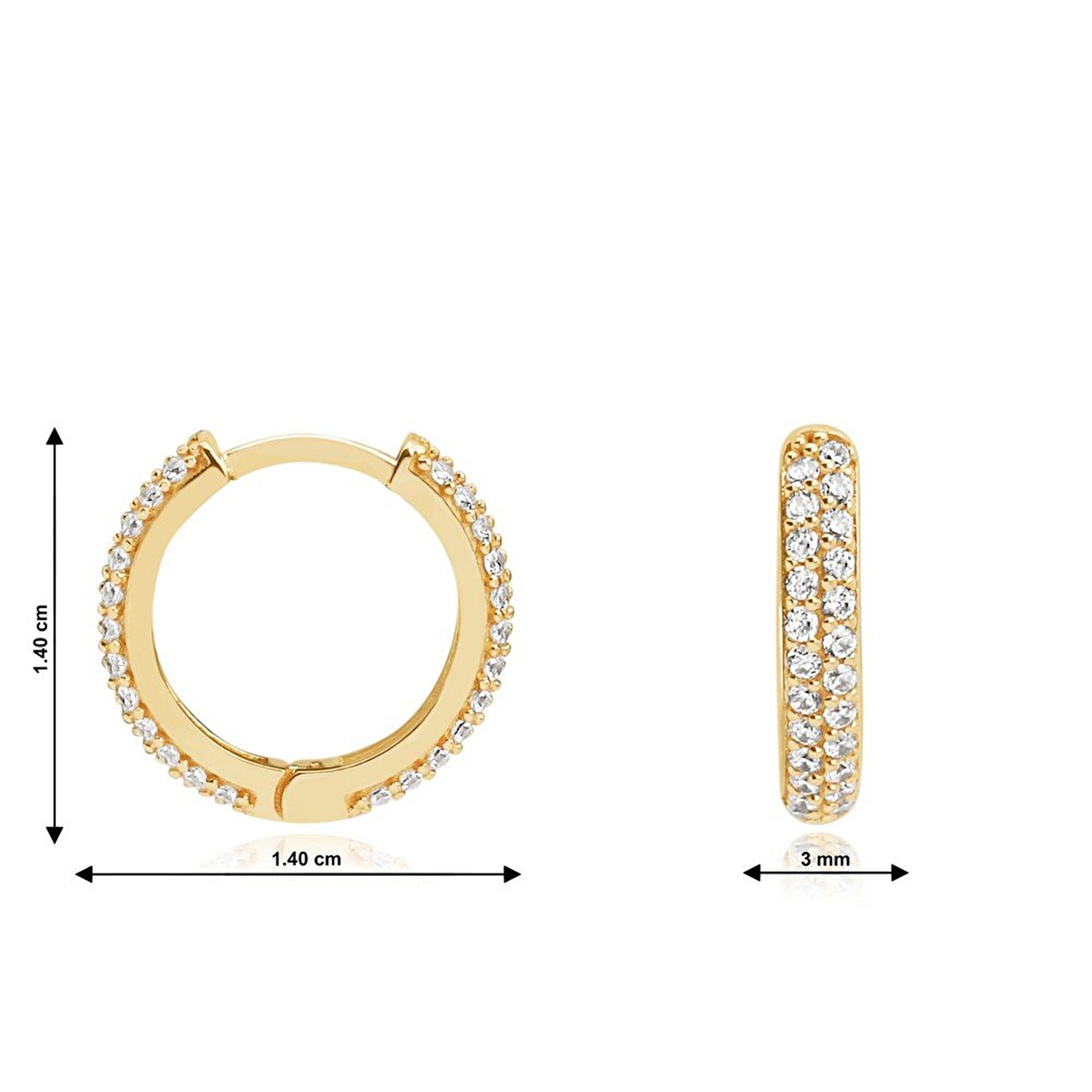 14 Ayar Sarı Altın Taşlı Halka Küpe