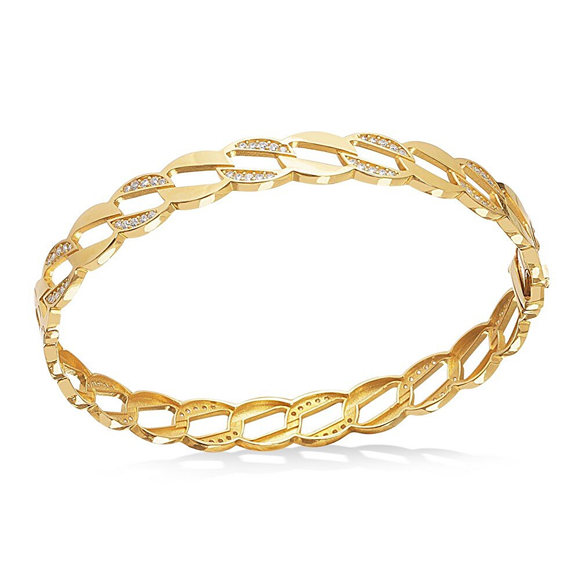 14 Ayar Sarı Altın Gurmet Kelepçe Bilezik