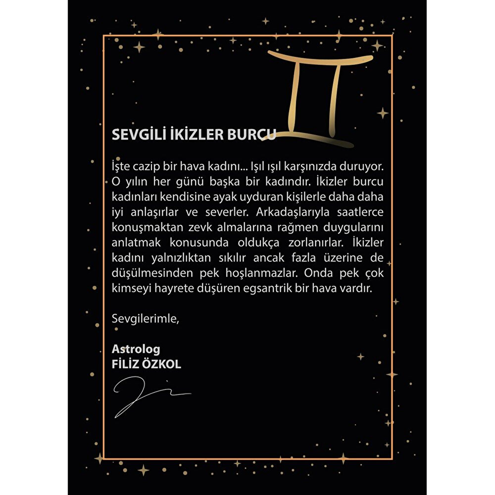 14 Ayar Sarı Altın İkizler Burç Kolye