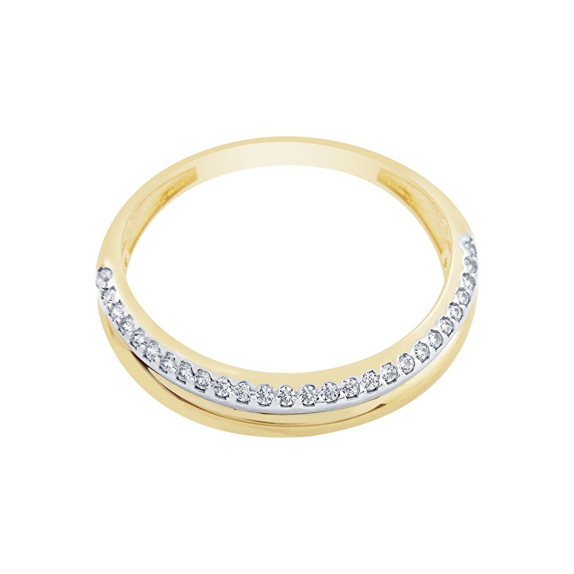 14 Ayar Sarı-Beyaz Altın Taşlı Yüzük