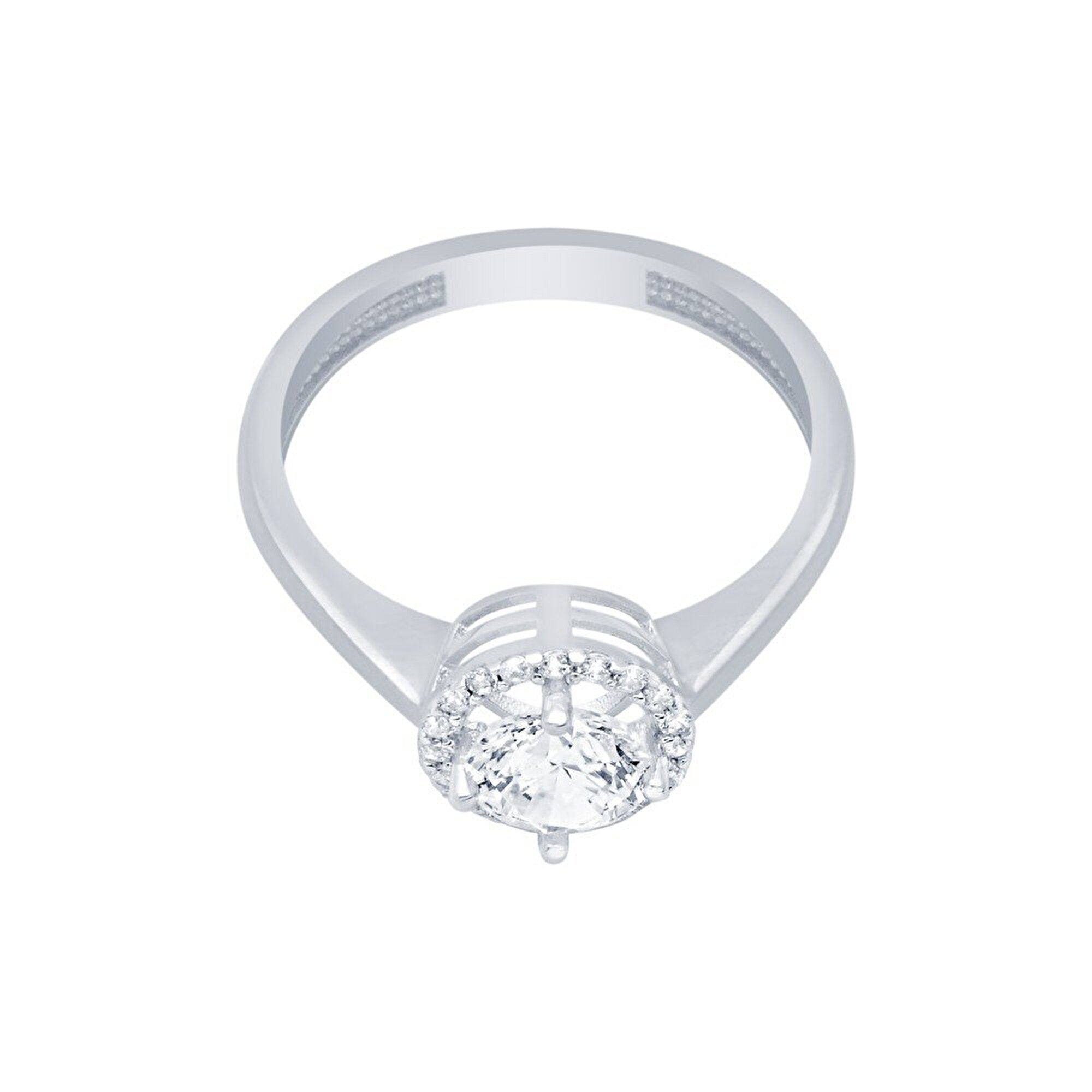 14 Ayar Beyaz Altın Tektaş Yüzük