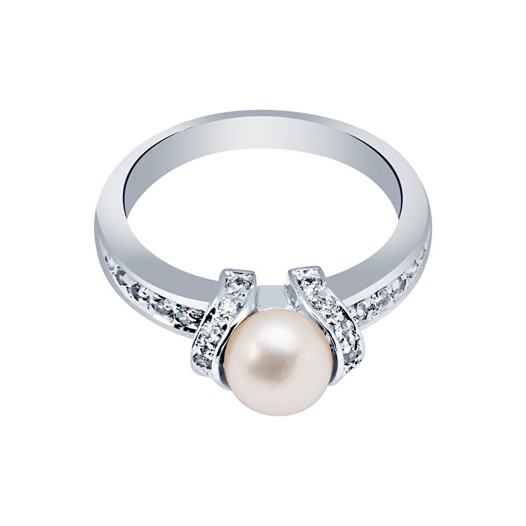 14 Ayar Beyaz Altın İnci Yüzük