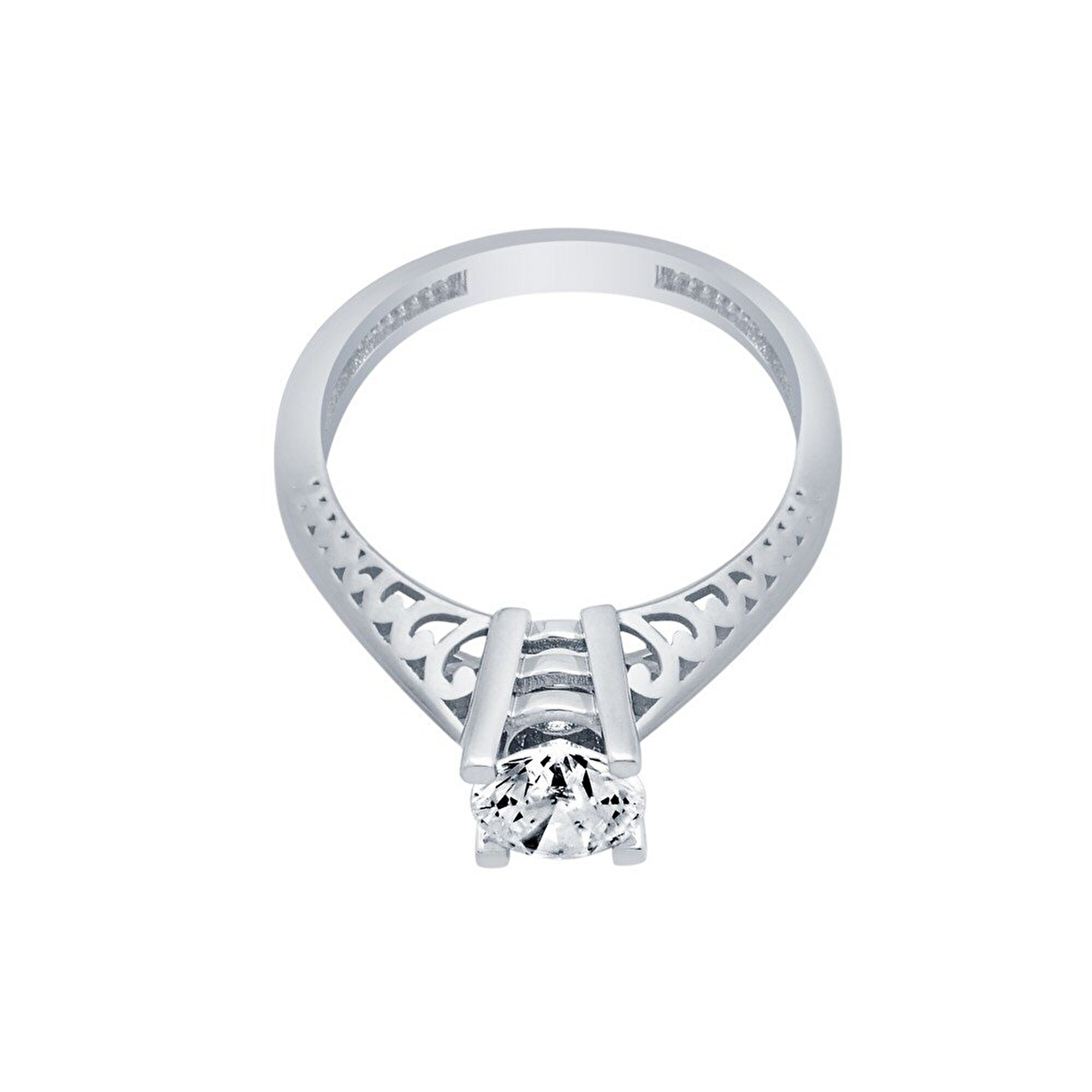 14 Ayar Beyaz Altın Tektaş Yüzük