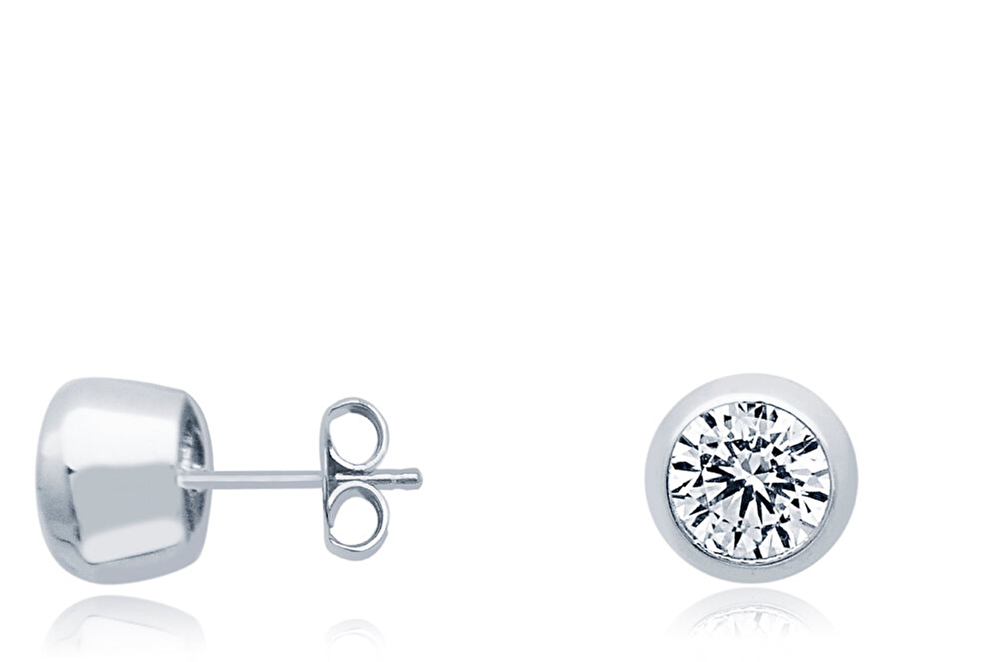 14 Ayar Beyaz Altın Tektaş Küpe