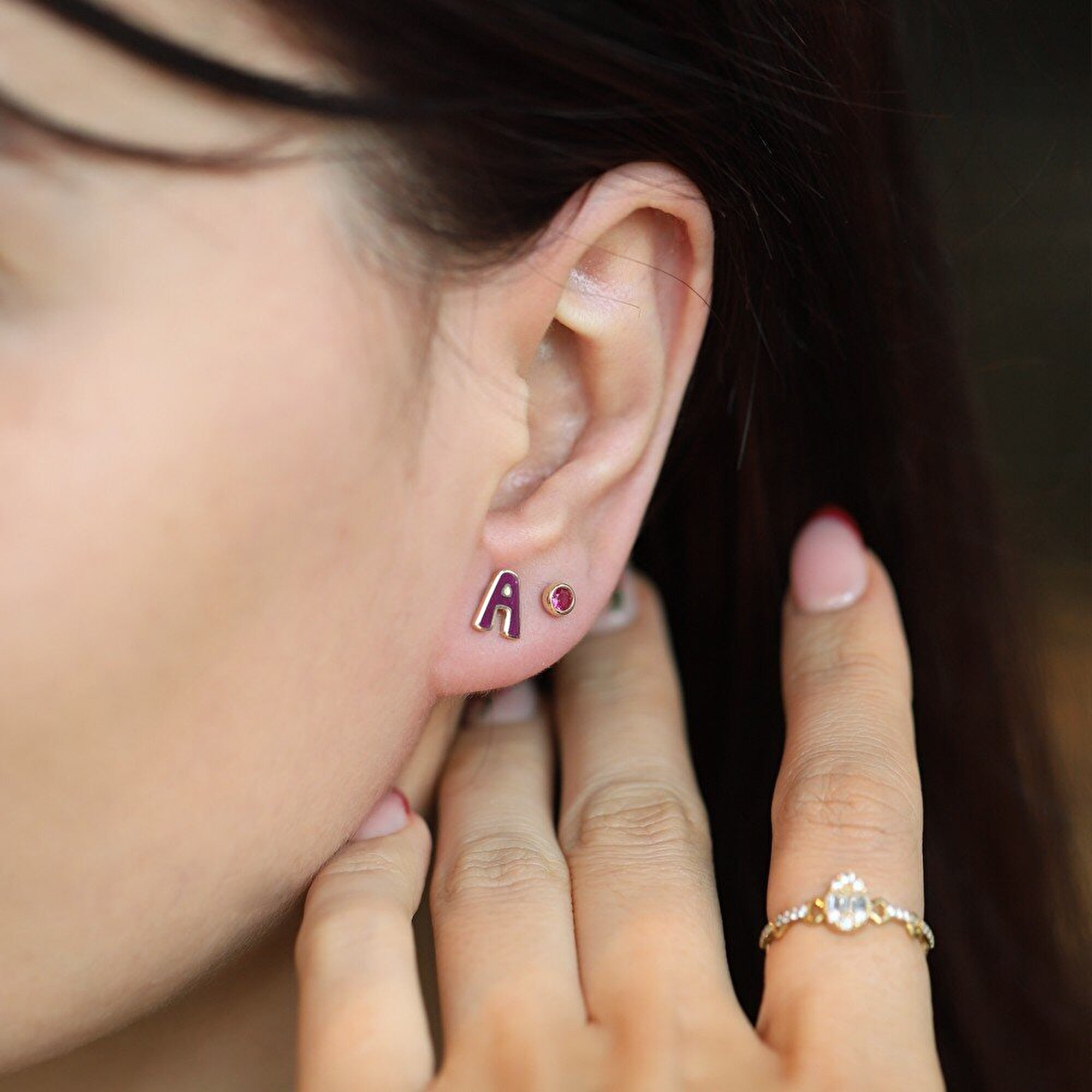 14 Ayar Sarı Altın Temmuz Doğum Taşı Küpe