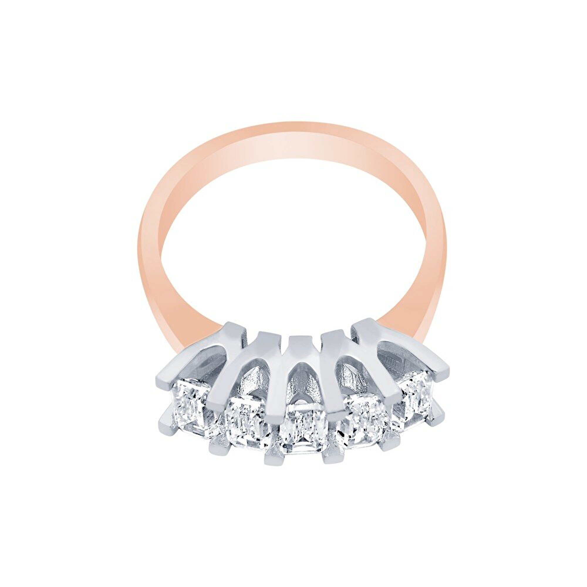 14 Ayar Rose-Beyaz Altın Beştaş Yüzük