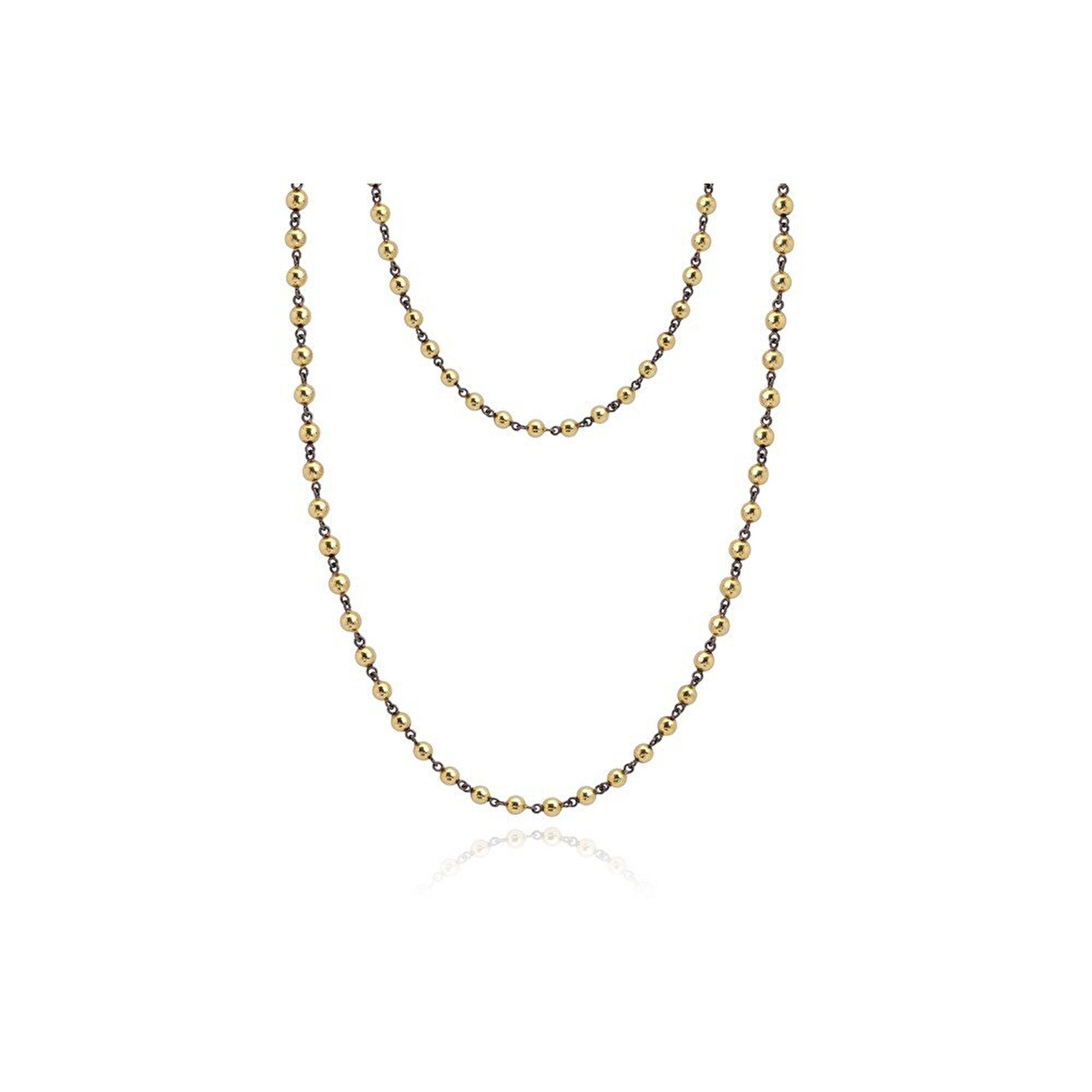 14 Ayar Sarı-Siyah Altın Toplu Zincir Kolye