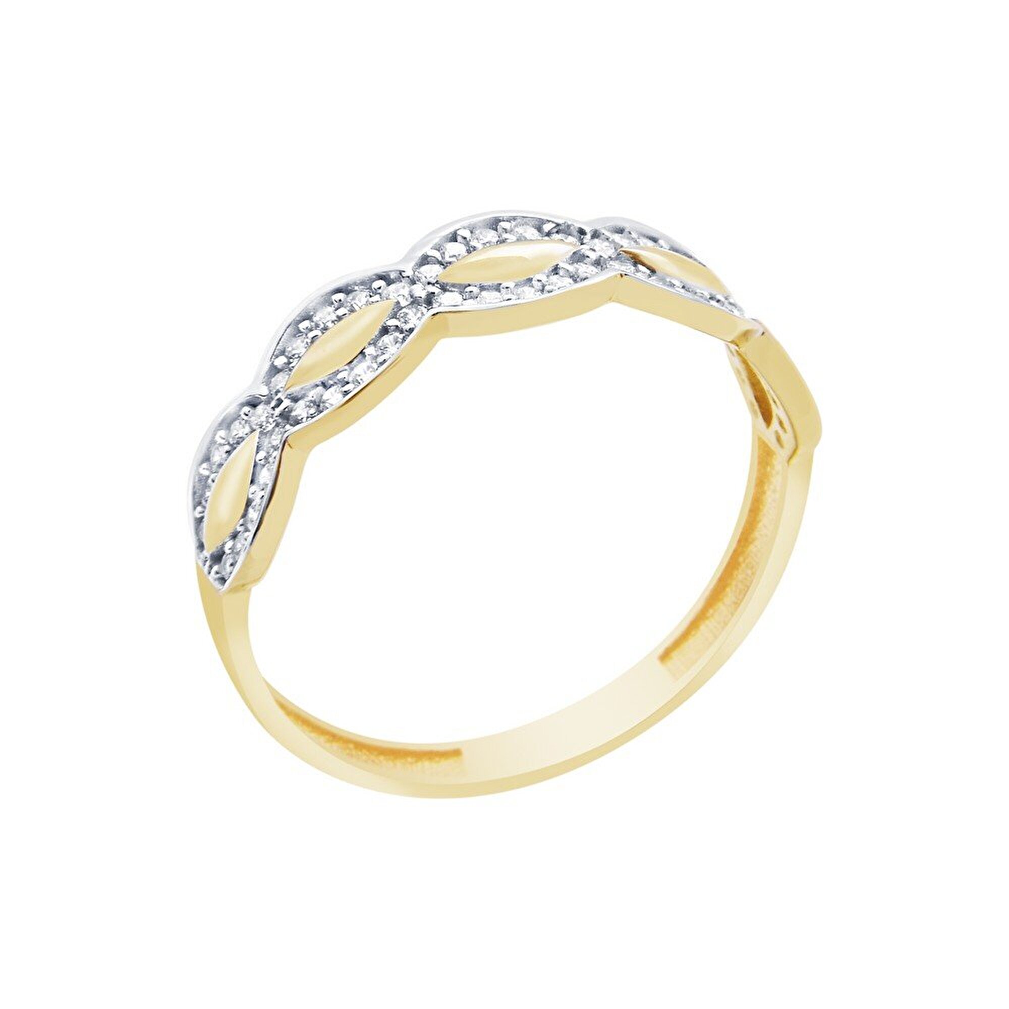 14 Ayar Sarı-Beyaz Altın Taşlı Yüzük