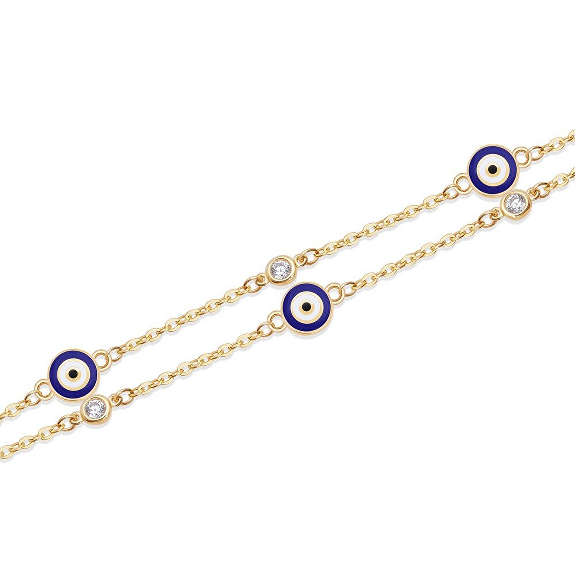 14 Ayar Sarı Altın Nazar Boncuklu Bileklik