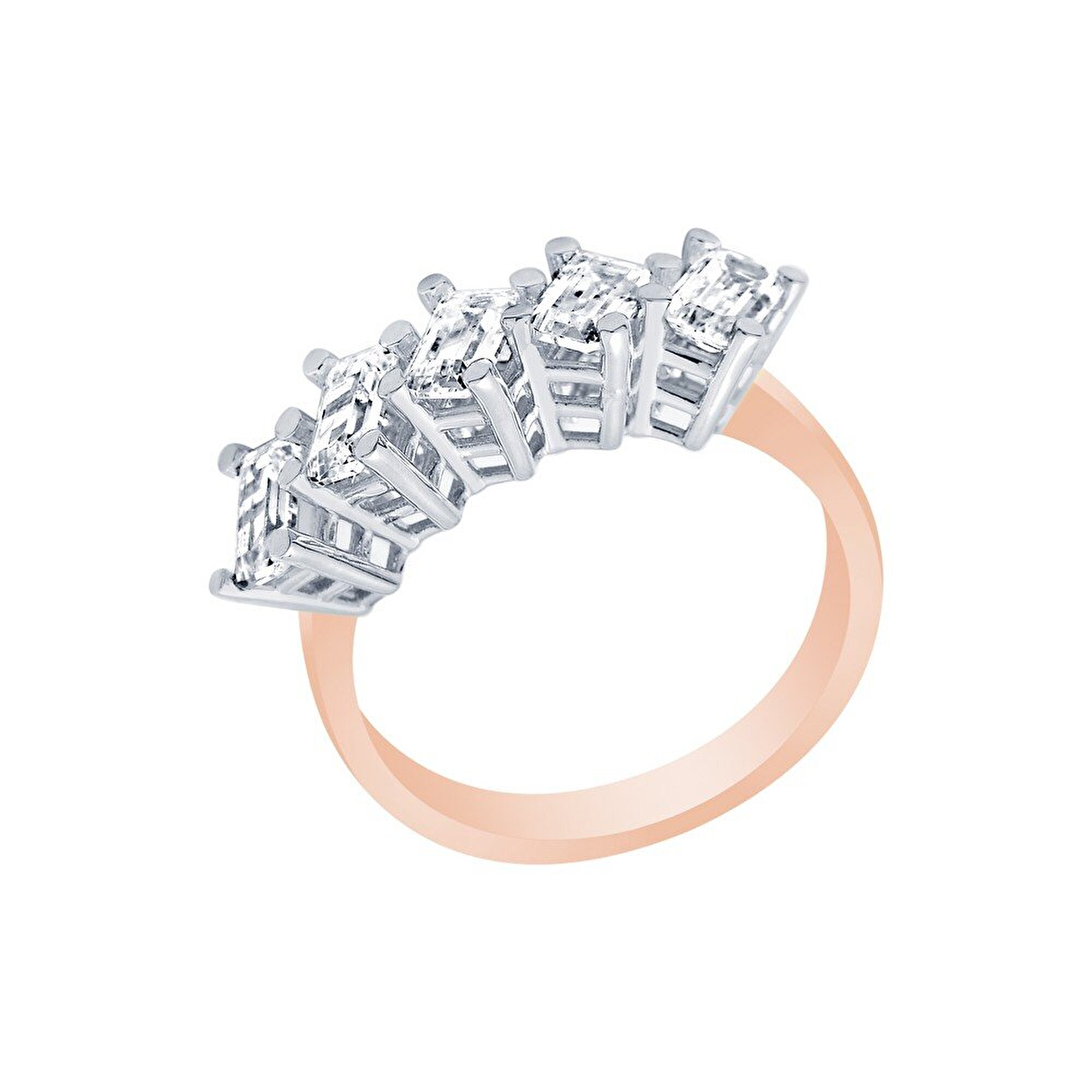 14 Ayar Rose-Beyaz Altın Beştaş Yüzük