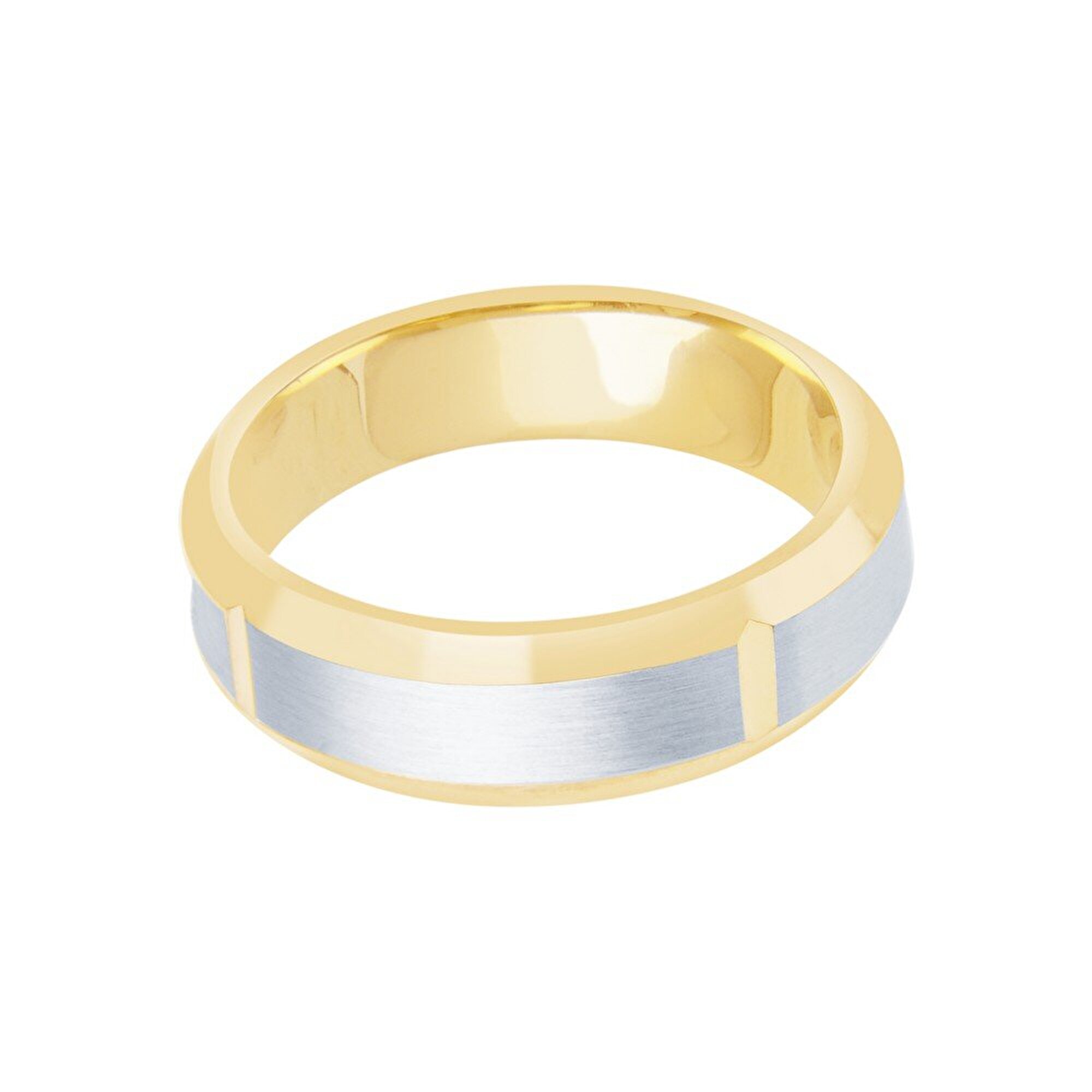 14 Ayar Sarı-Beyaz Altın Modern Alyans