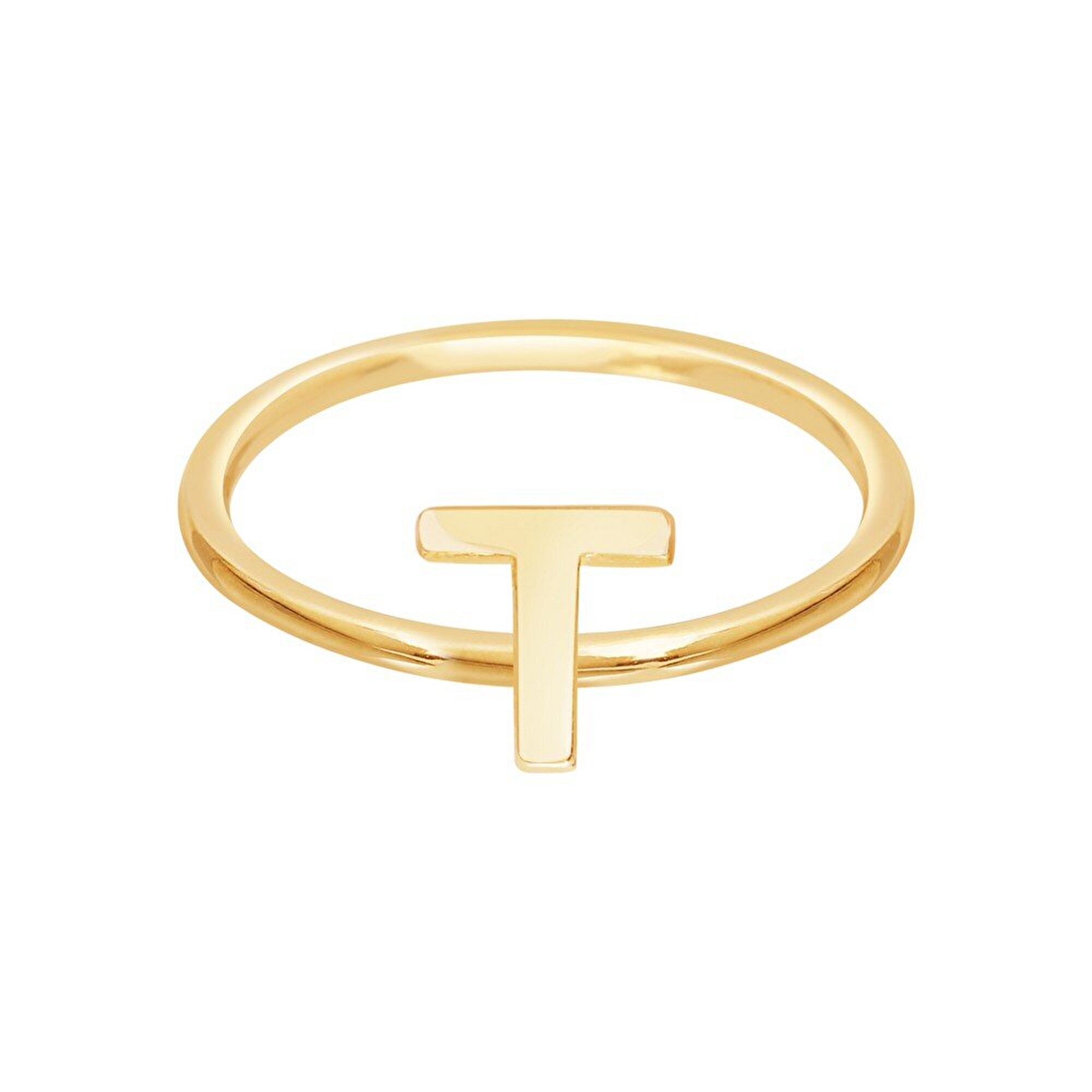 14 Ayar Sarı Altın T Harf Yüzük