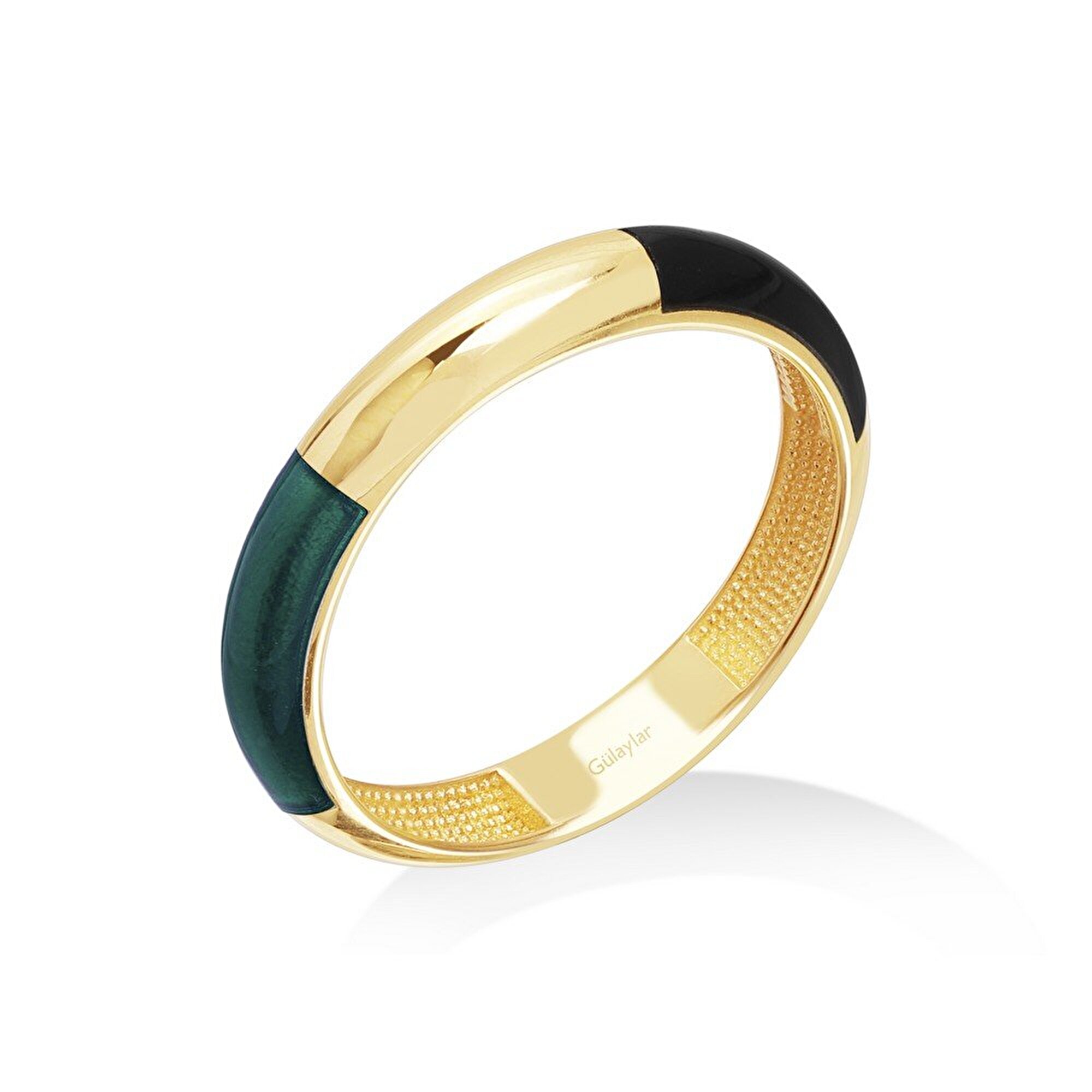 14 Ayar Sarı Altın Siyah Mineli Yüzük