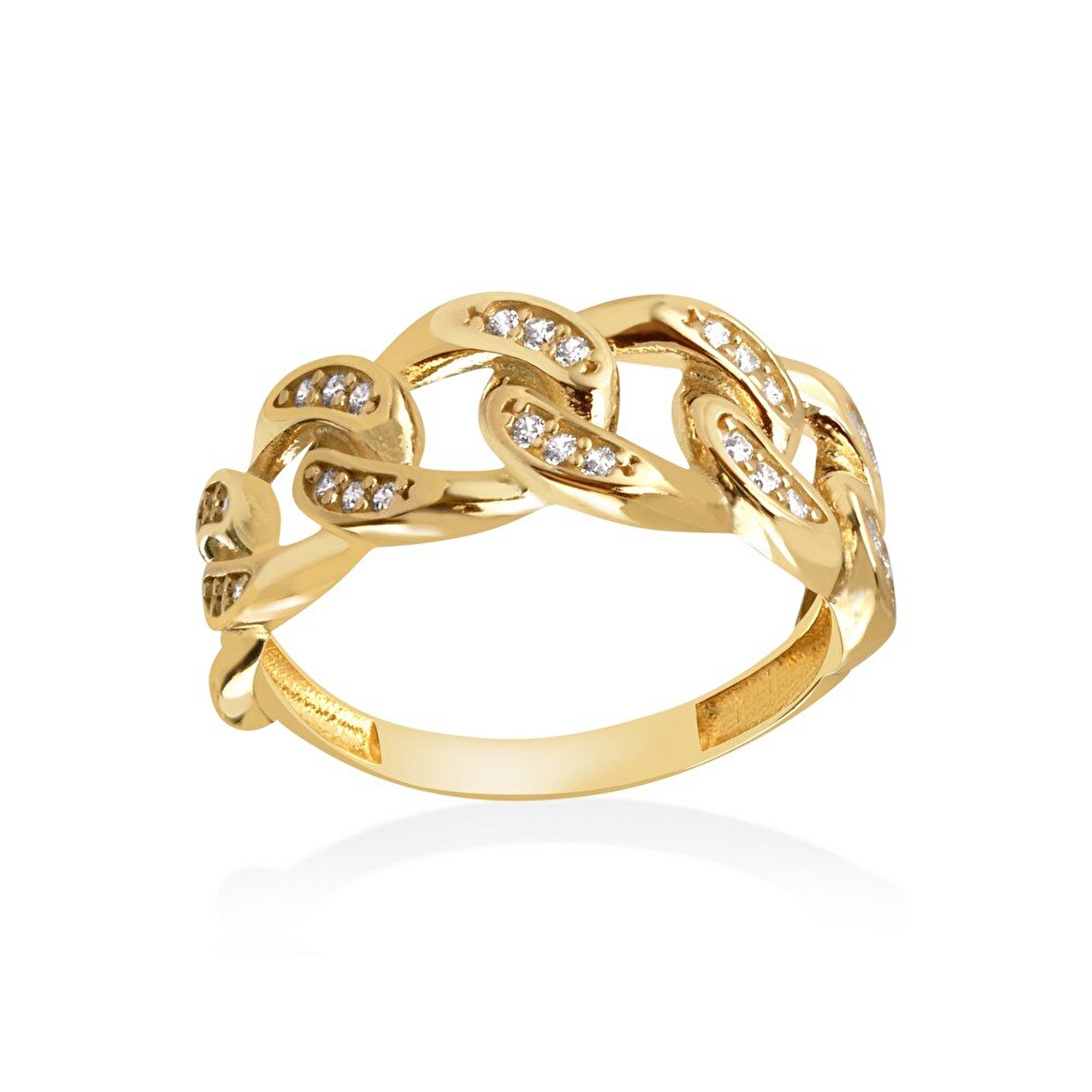 14 Ayar Sarı Altın Trend Zincir Yüzük