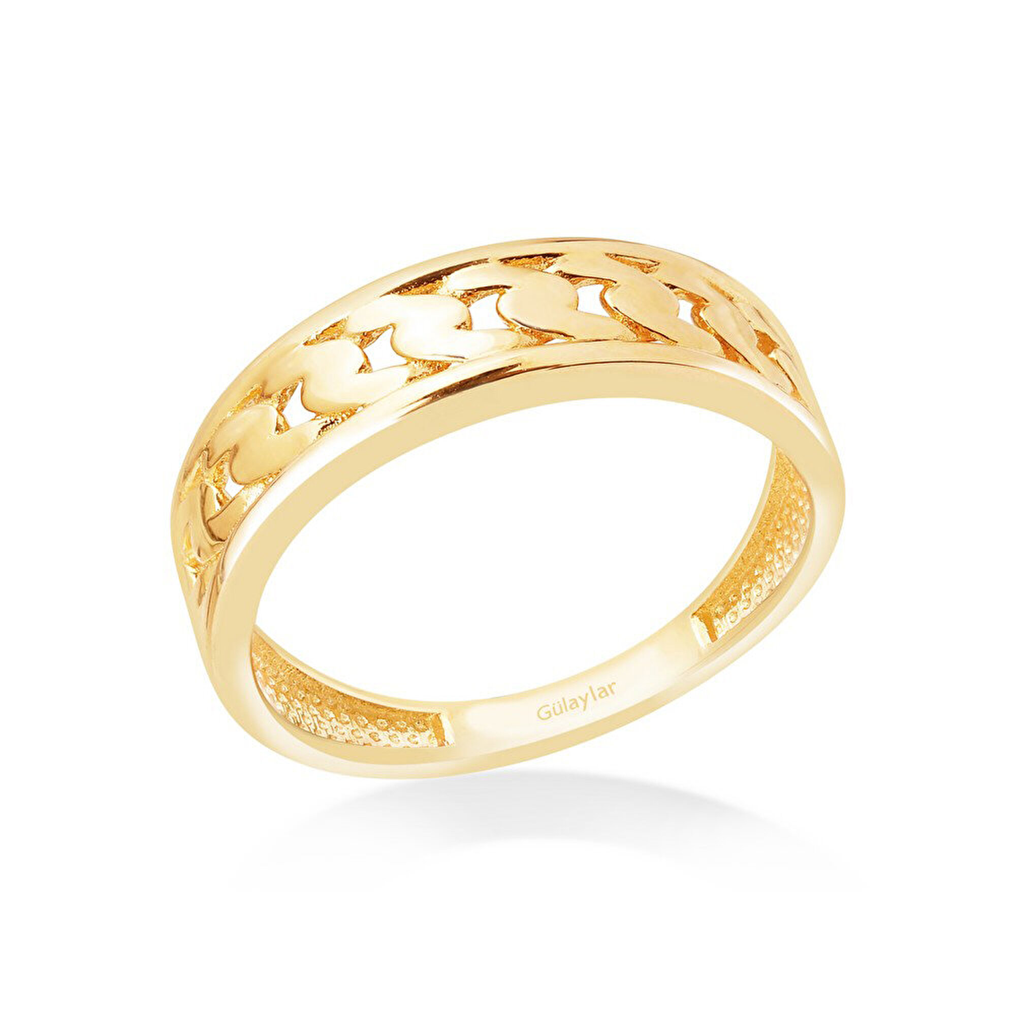 14 Ayar Sarı Altın Taşsız Trend Yüzük