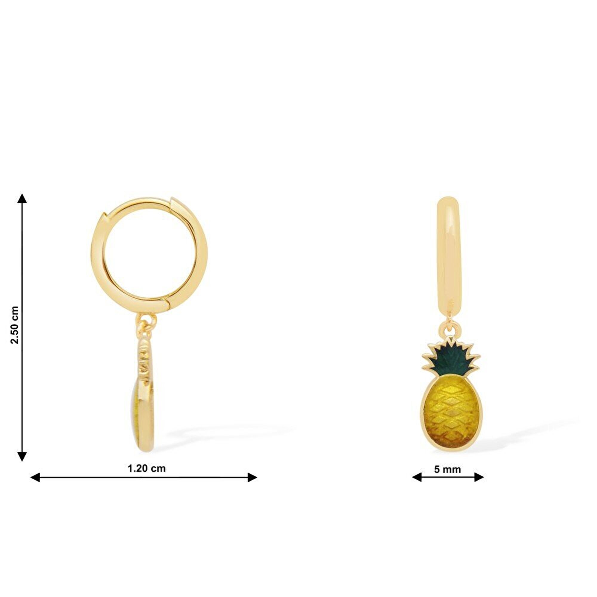 14 Ayar Sarı Altın Ananas Figürlü Küpe