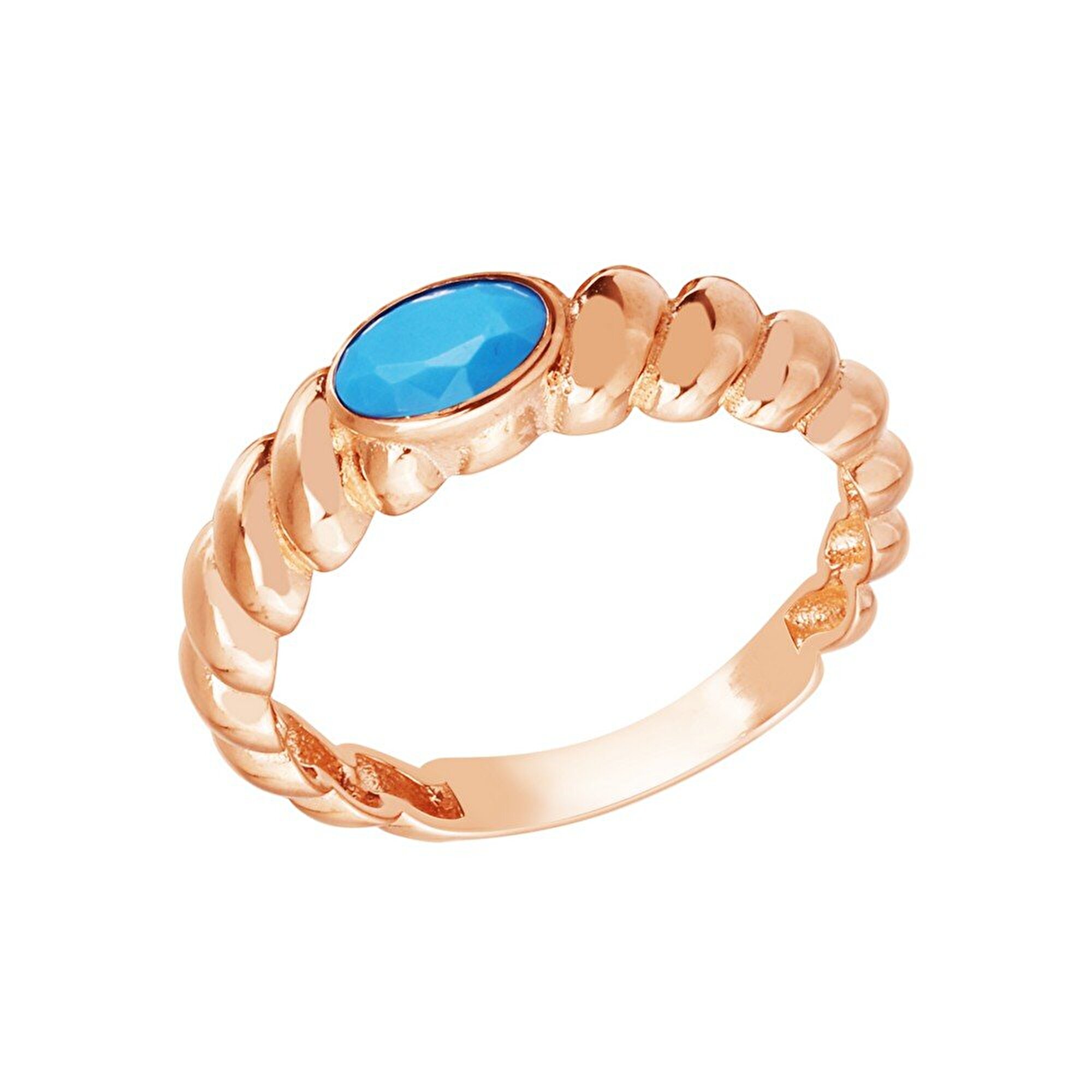 14 Ayar Rose Altın Firuze Taşlı Burgu Yüzük