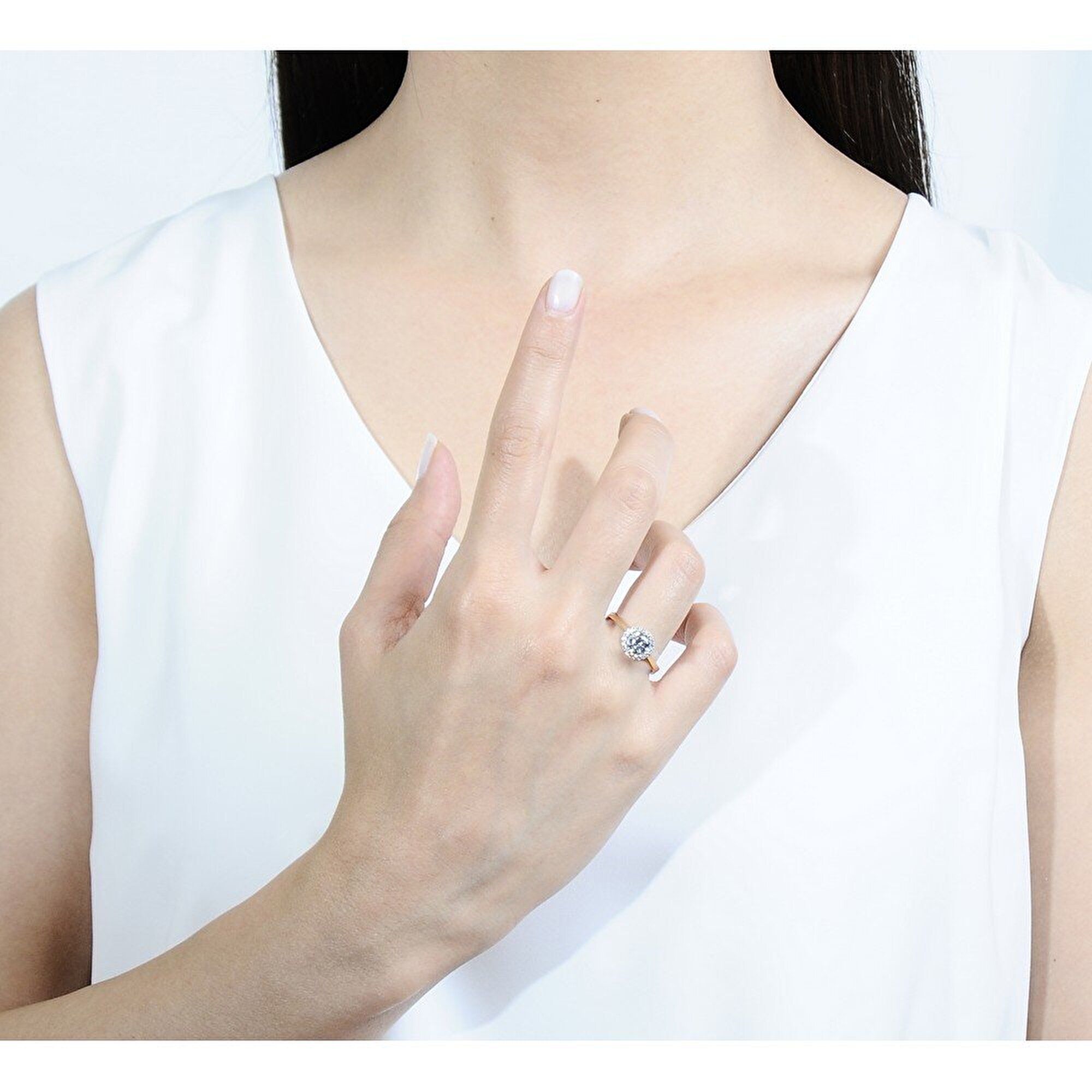 14 Ayar Sarı-Beyaz Altın Tektaş Yüzük