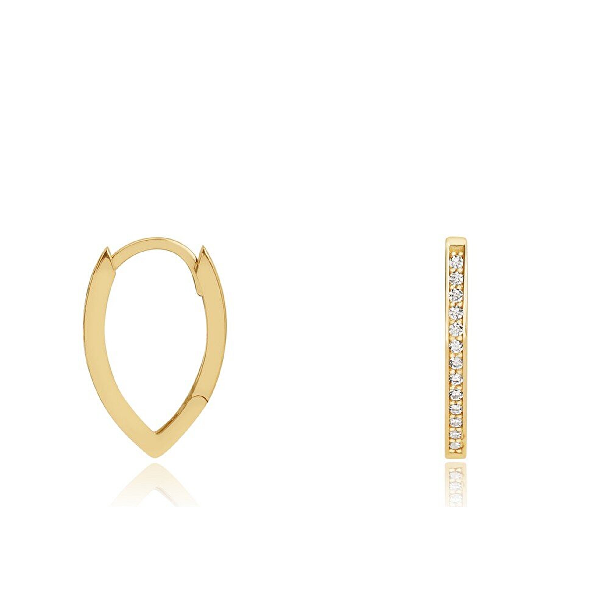 14 Ayar Sarı Altın Taşlı Halka Küpe