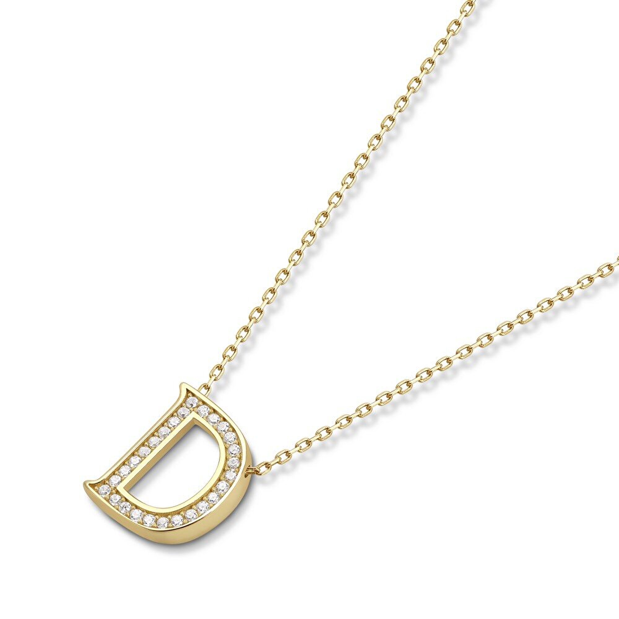 14 Ayar Sarı Altın D Harf Kolye