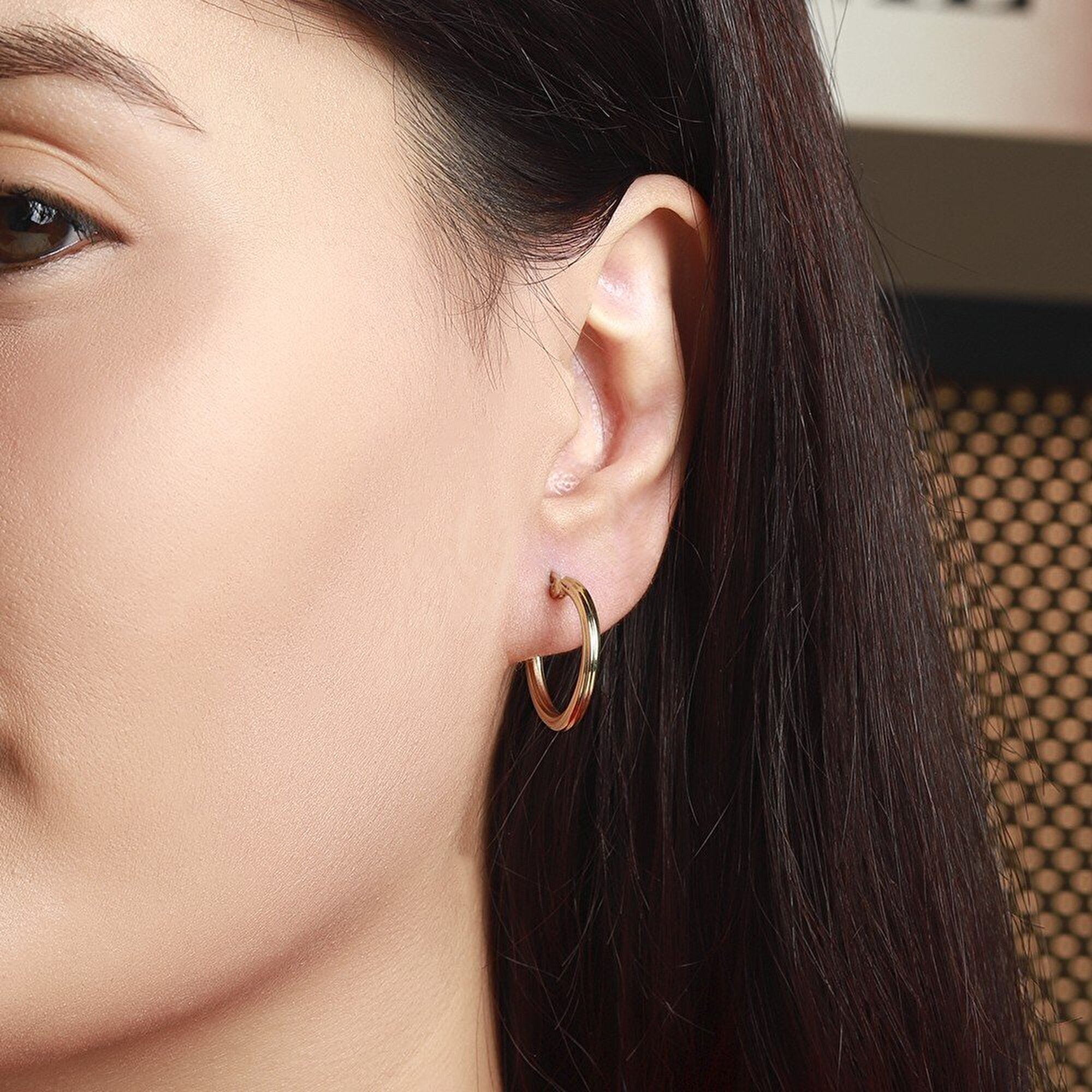 14 Ayar Sarı Altın Halka Küpe