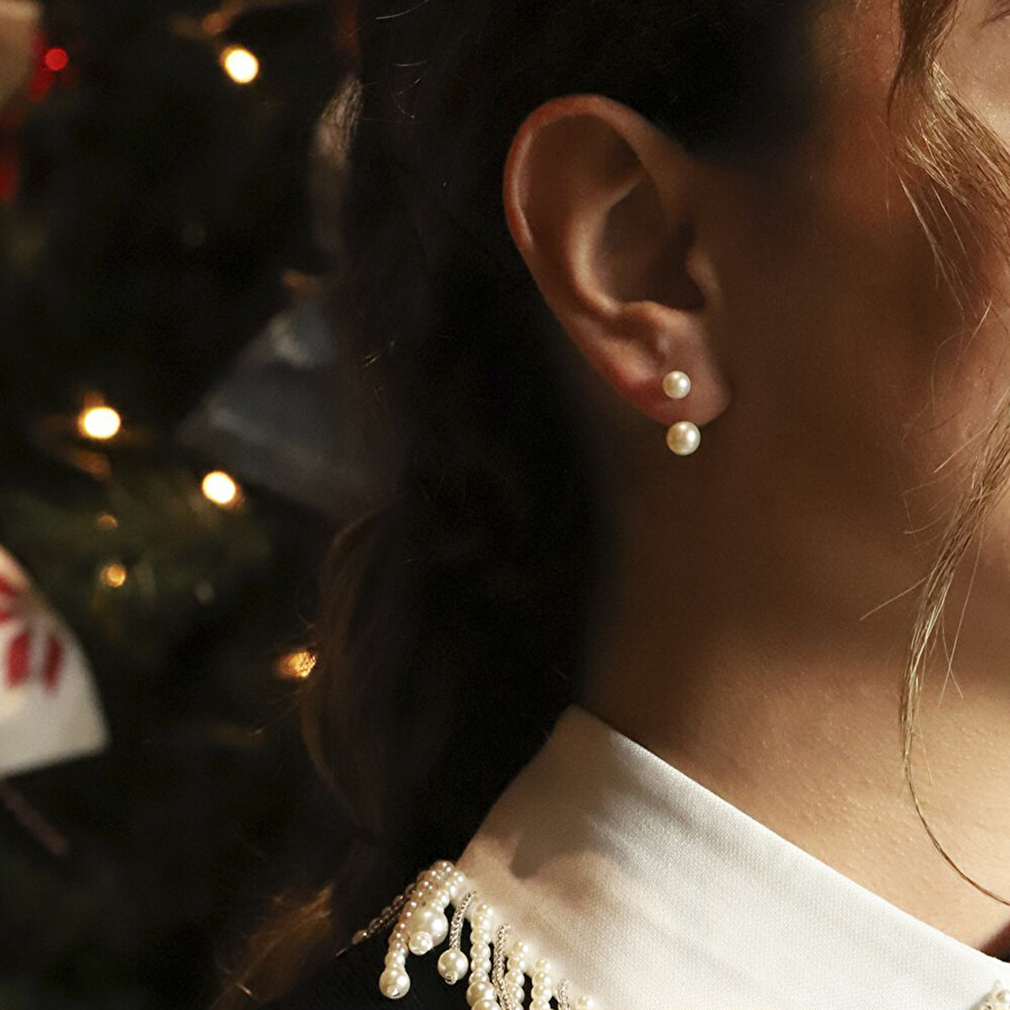 14 Ayar Sarı Altın İnci Küpe