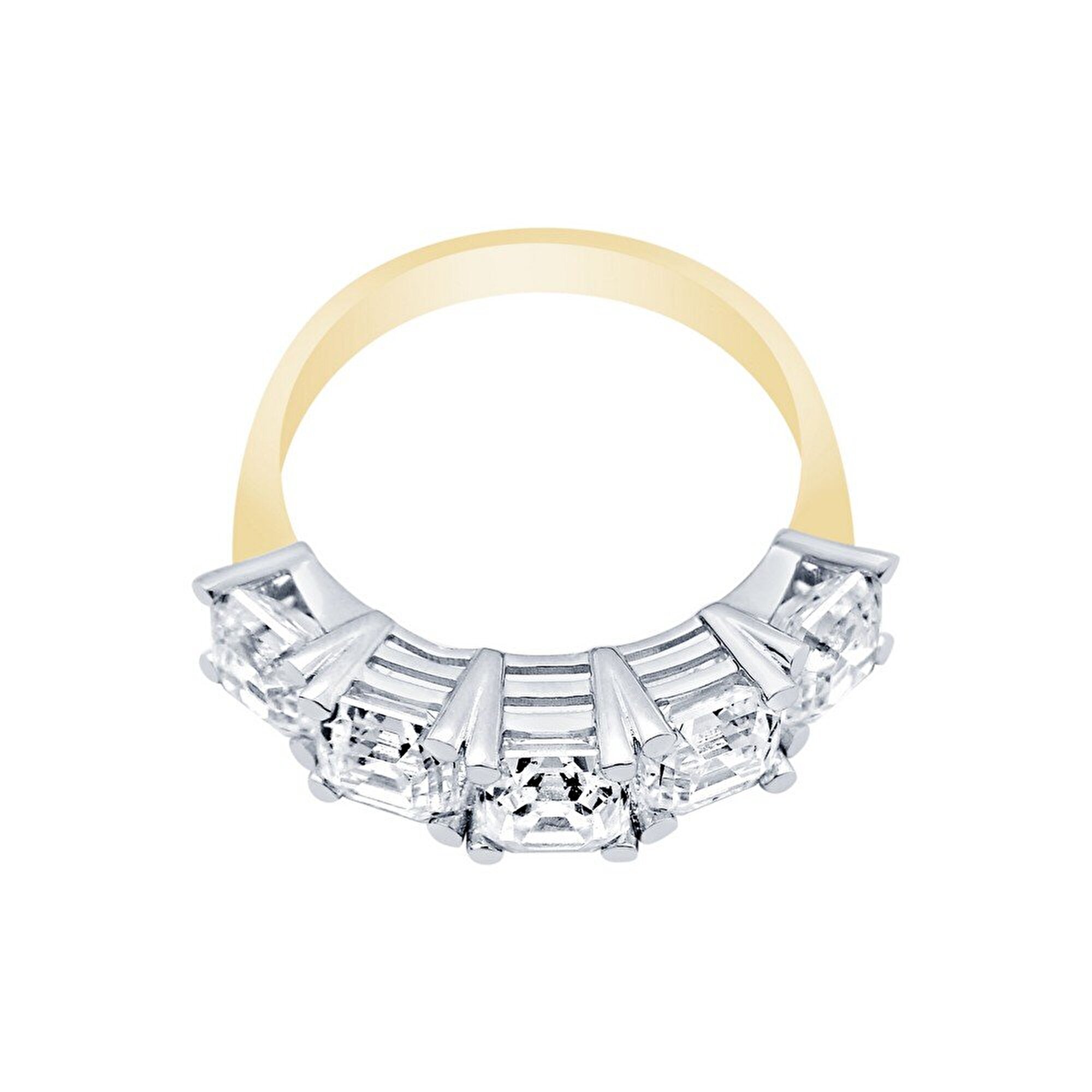 14 Ayar Sarı-Beyaz Altın Beştaş Yüzük