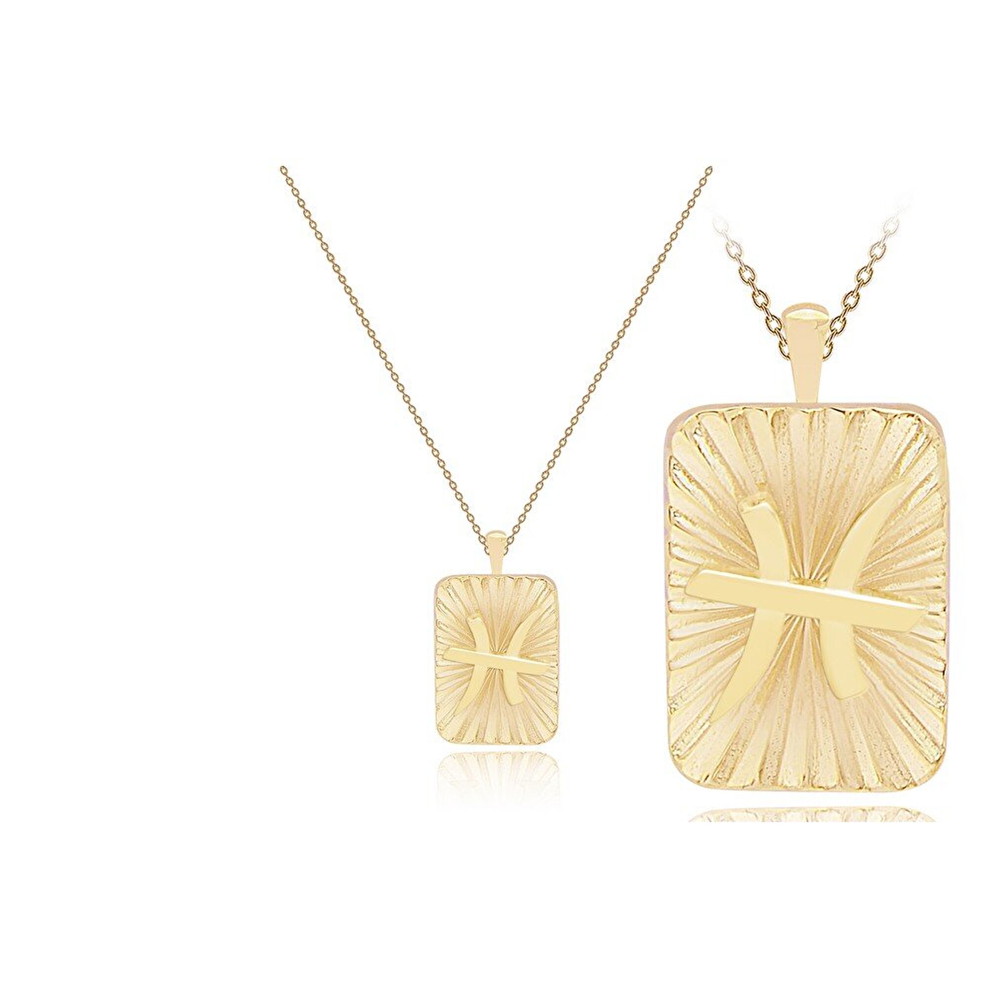 14 Ayar Balık Burç Plaka Kolye