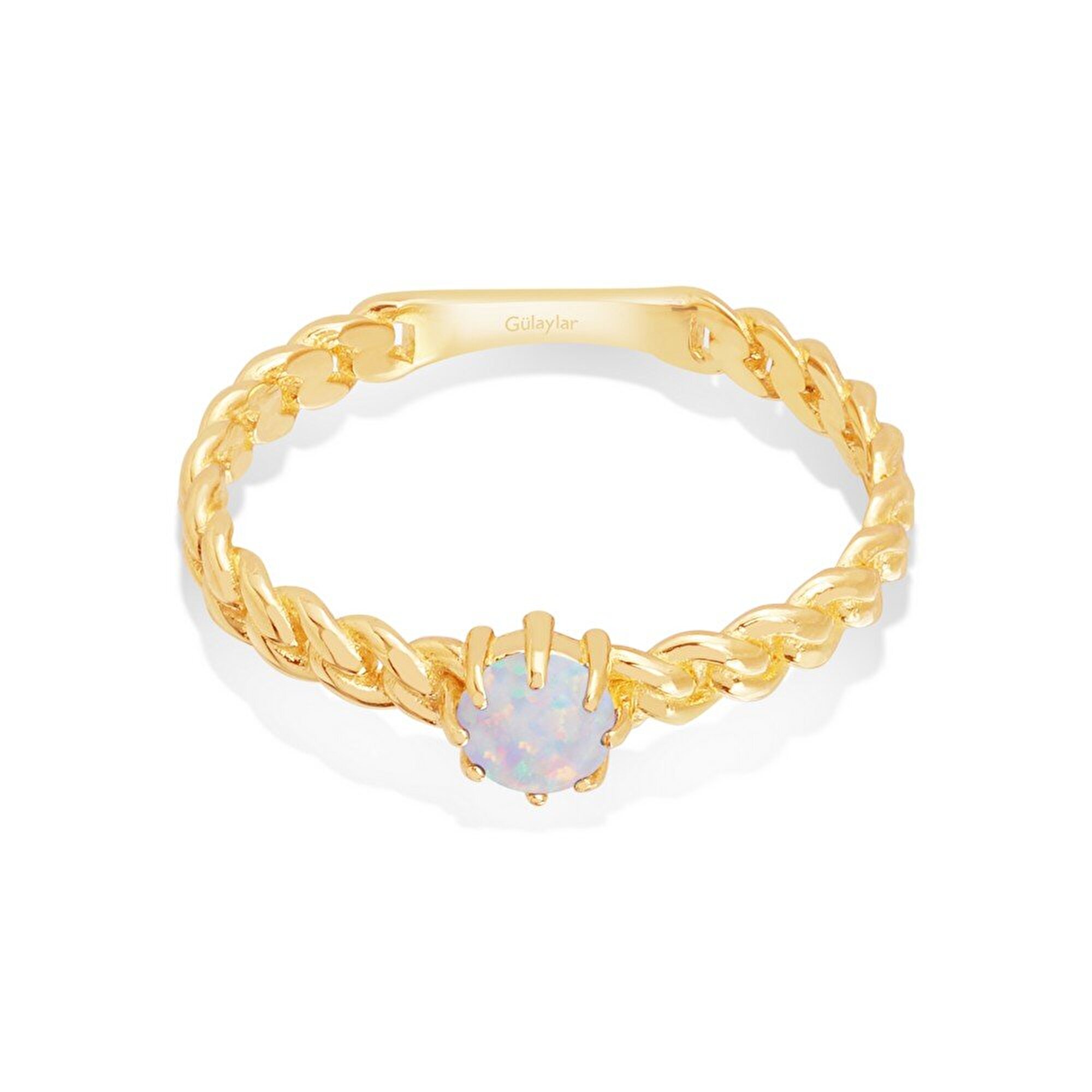 14 Ayar Sarı Altın Trend Opal Yüzük
