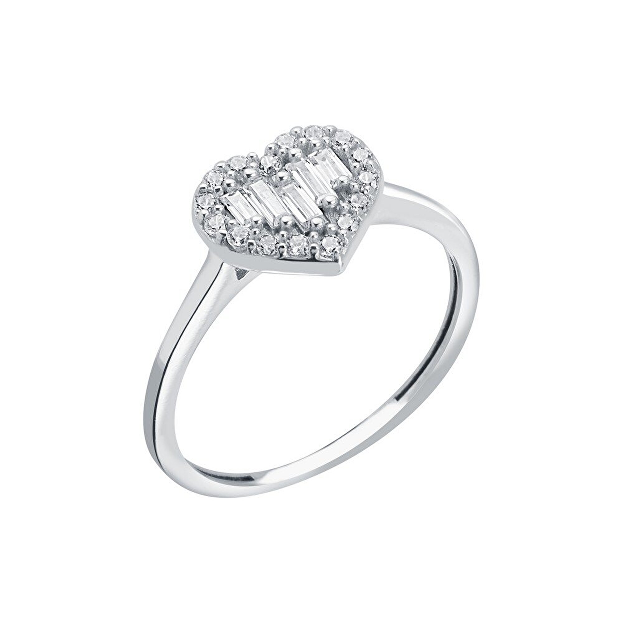 8 Ayar Beyaz Altın Baget Yüzük