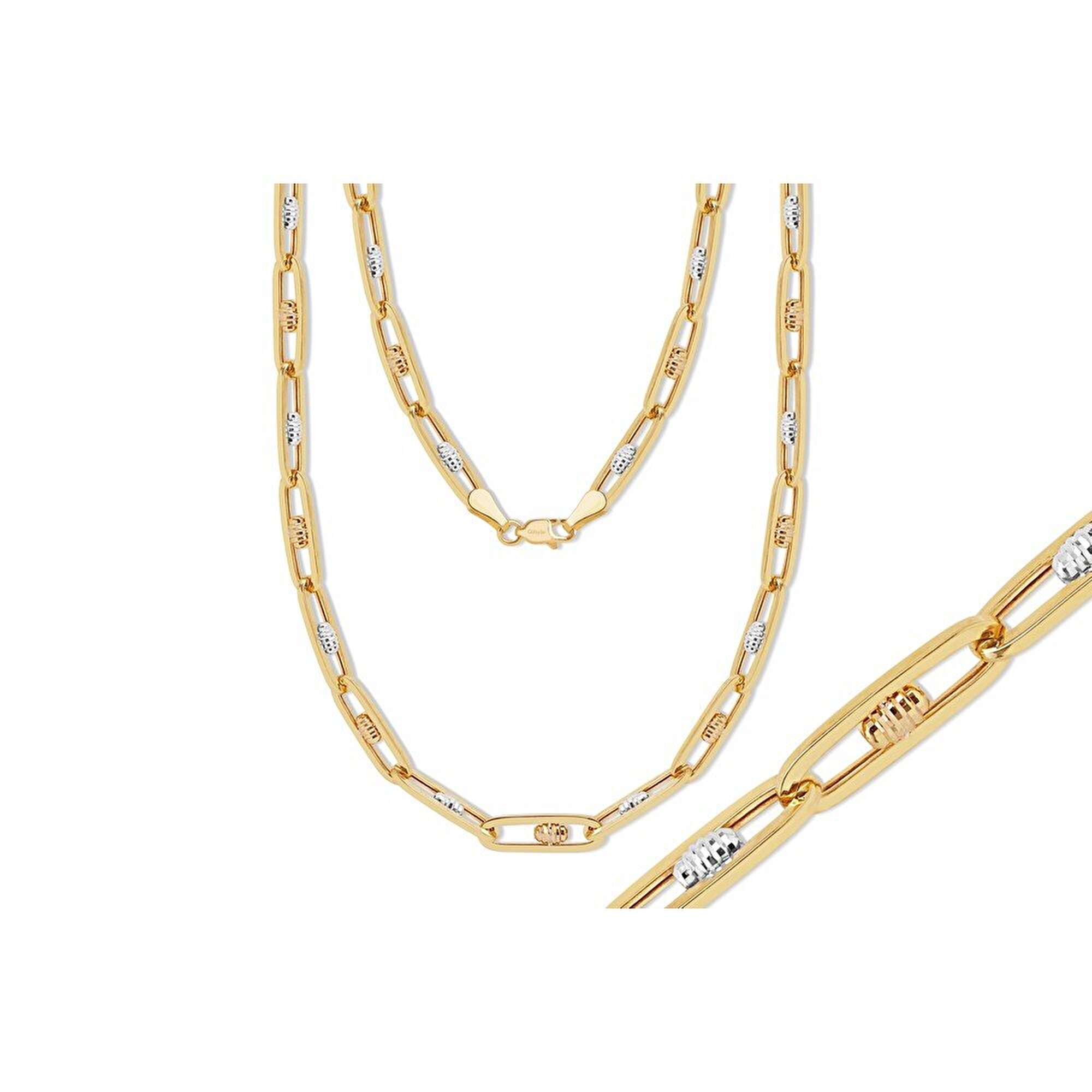 14 Ayar Sarı-Beyaz Altın Ataç Zincir